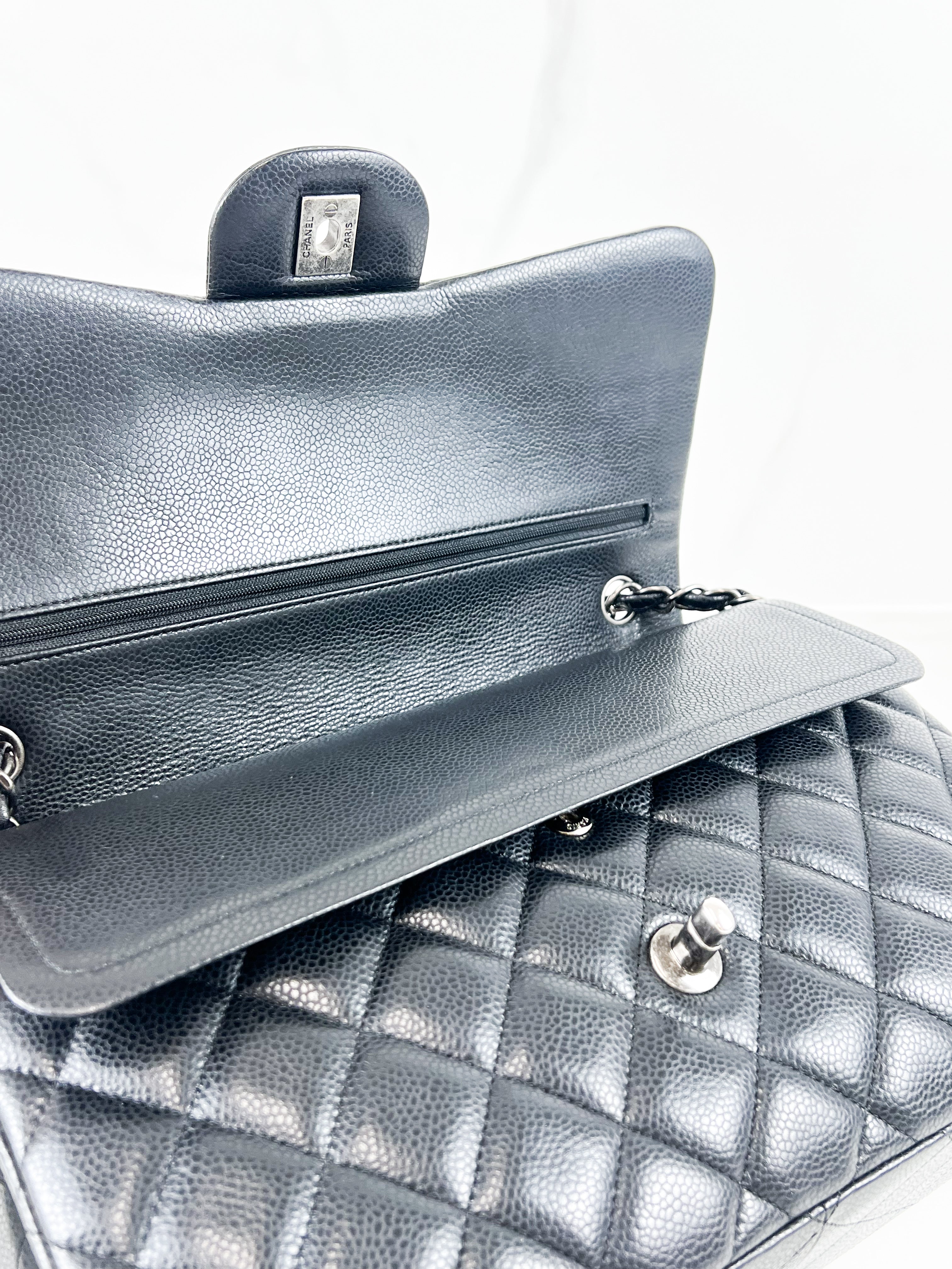 Chanel Jumbo Black Classic Double Flap Caviar Shoulder Bag