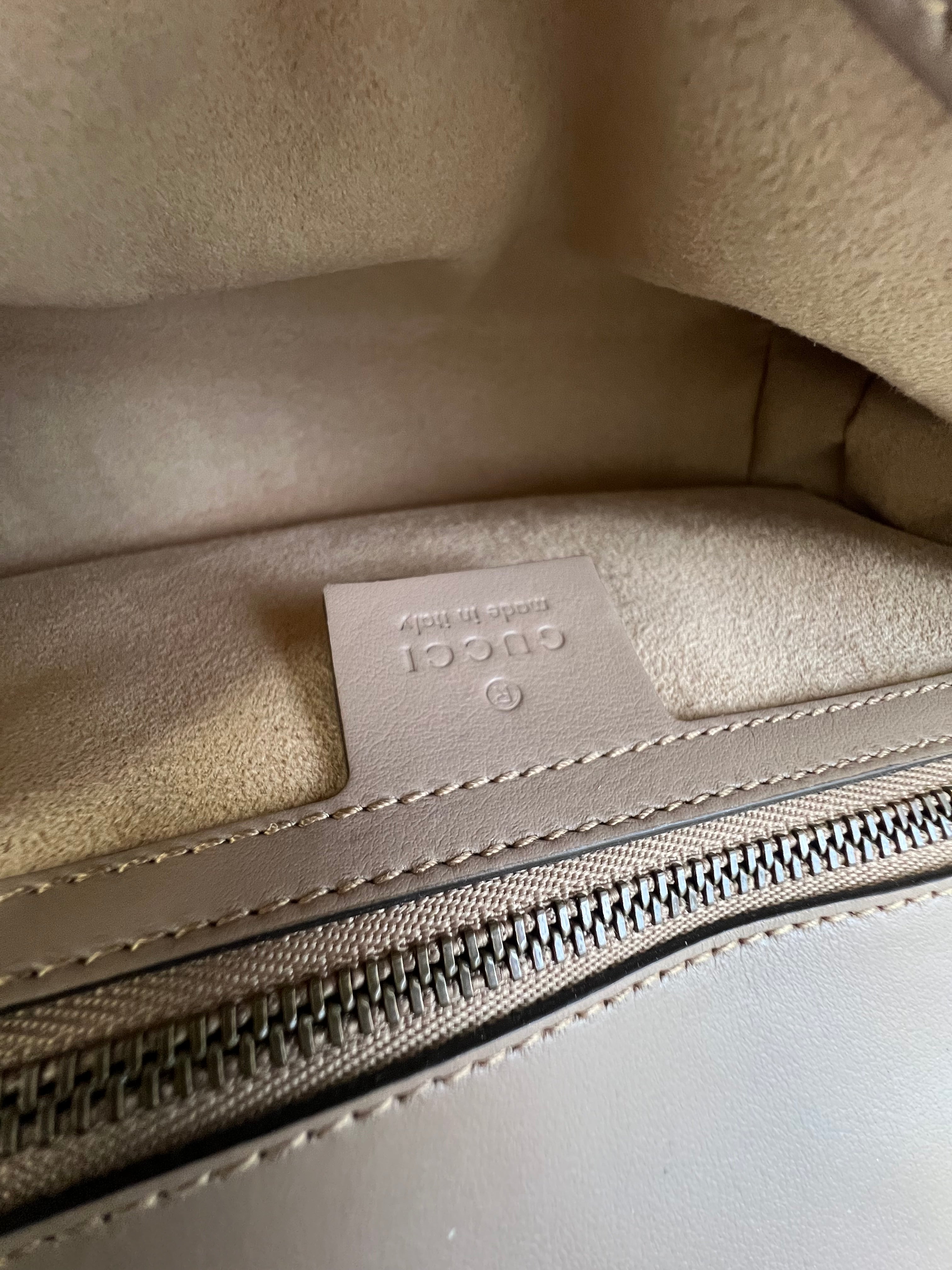 Gucci Taupe GG Marmont Matelasse Small Flap Shoulder Bag