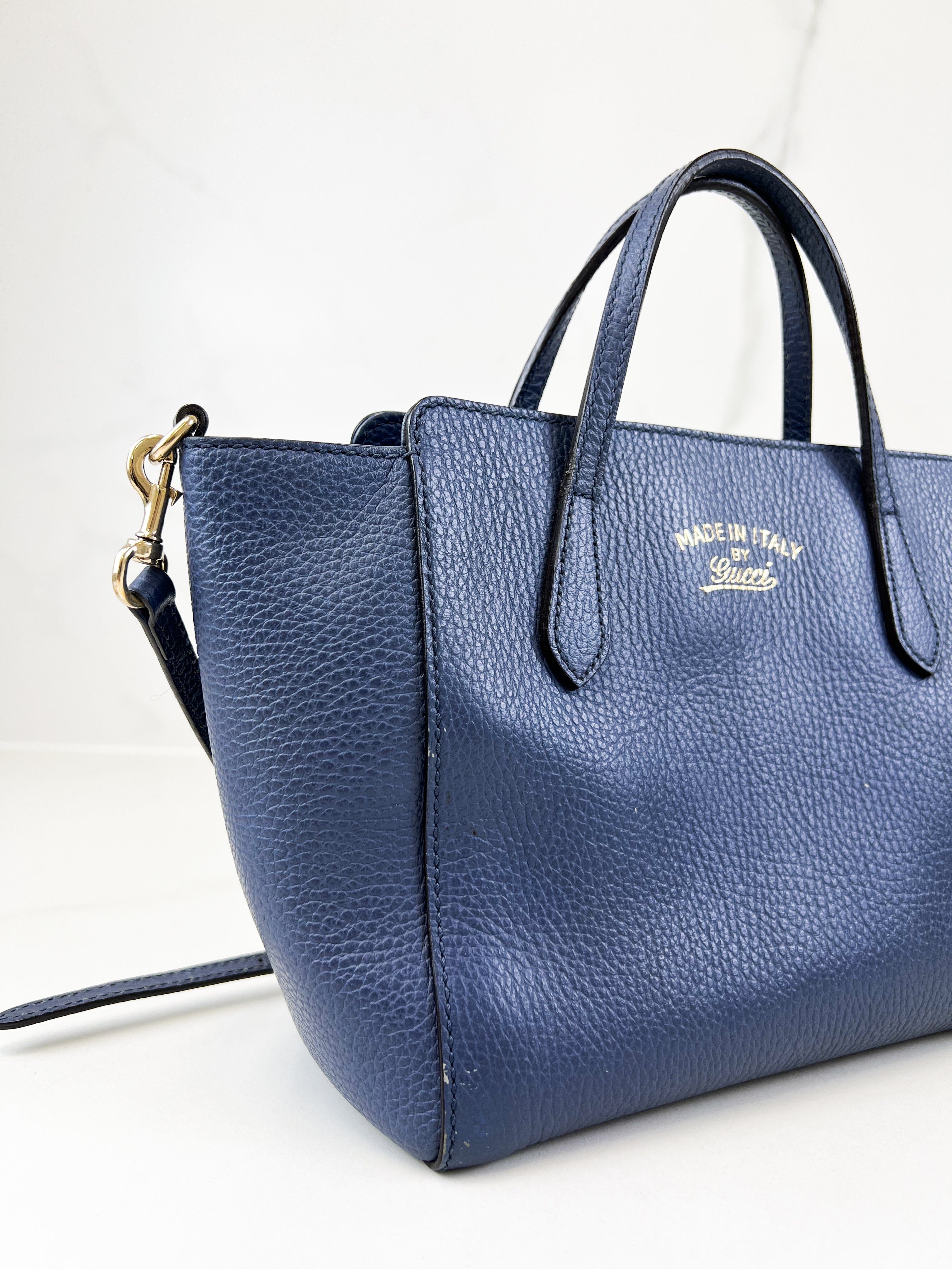 Gucci Blue Leather Swing Mini Tote