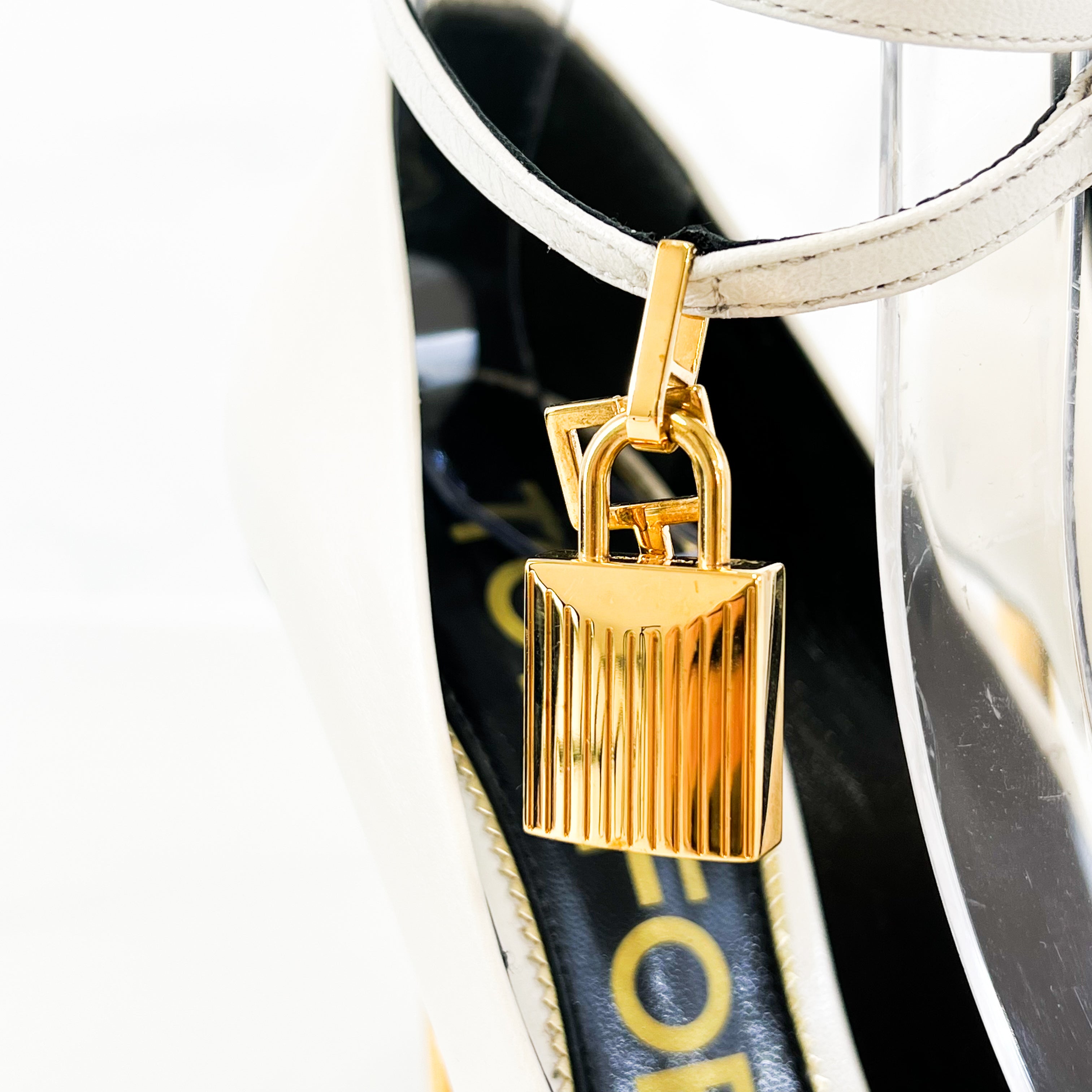 Tom Ford White Ankle Padlock Pump Size 35