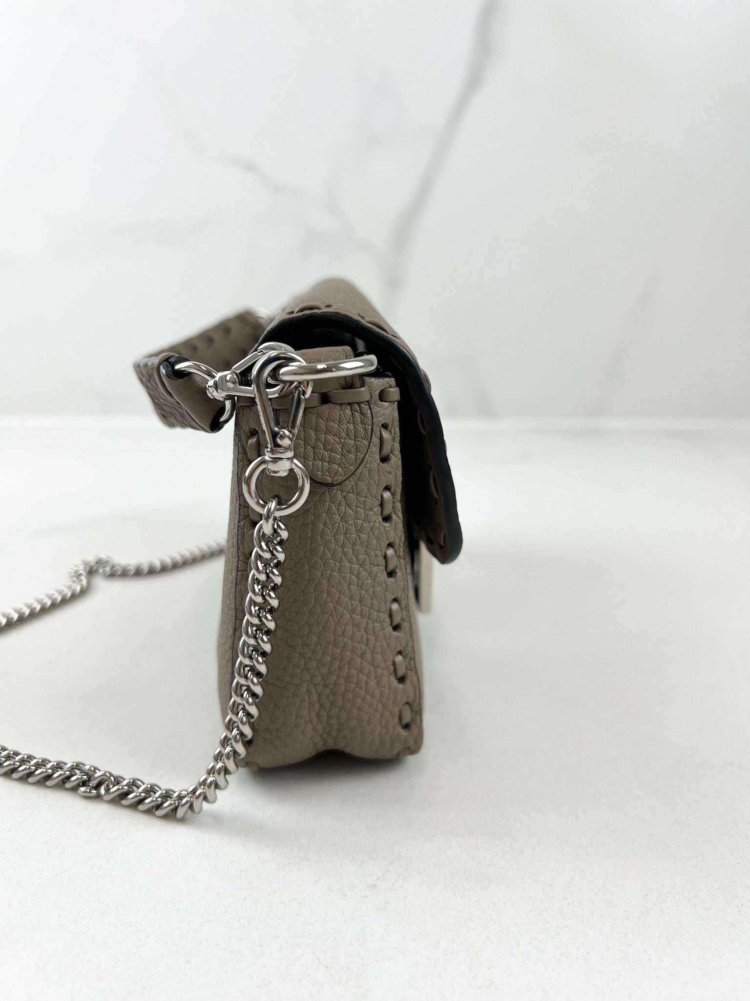 Fendi FF Calf Leather Mini Baguette