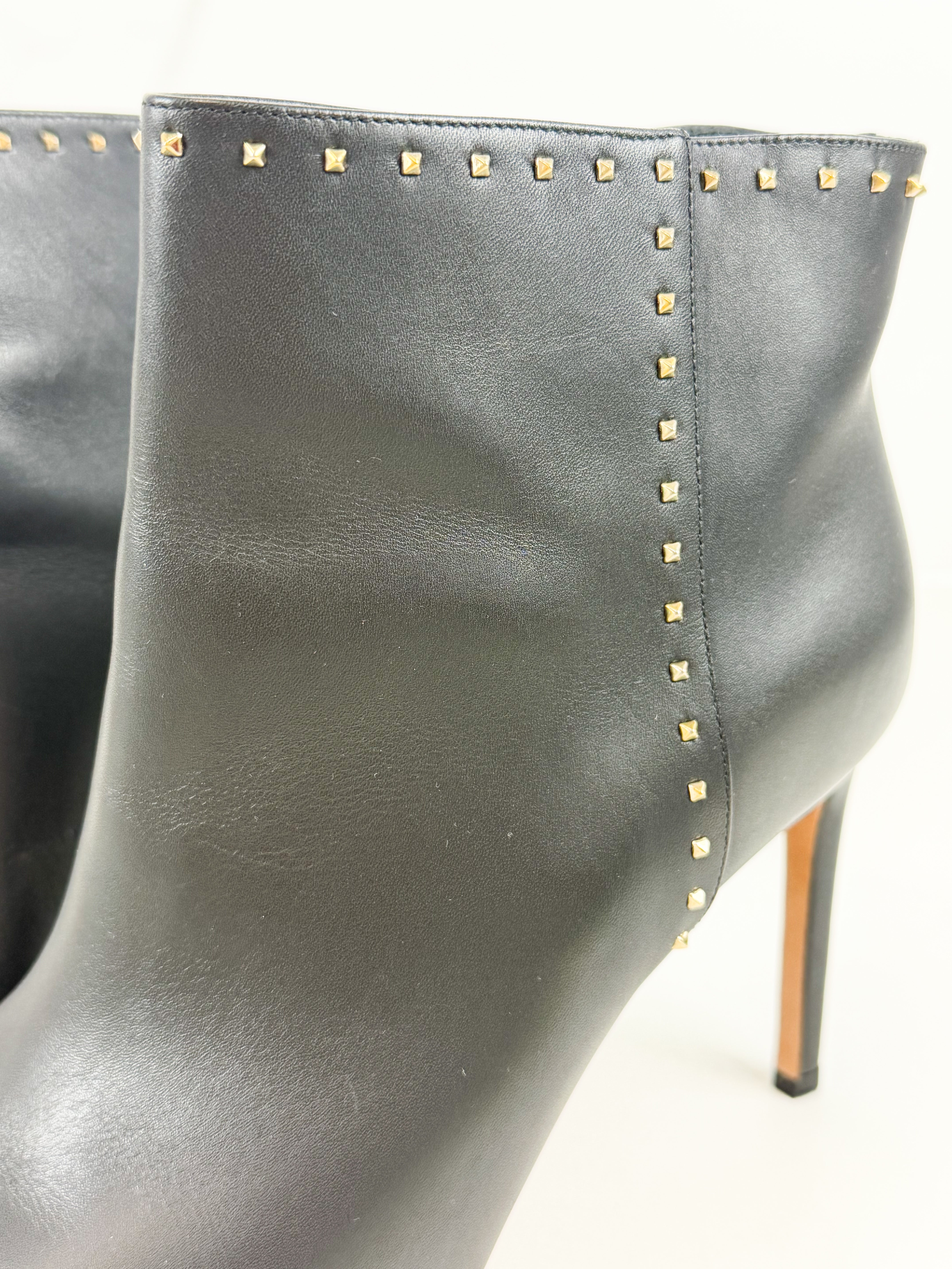 Valentino Black Leather Ankle Boots Size 40.5