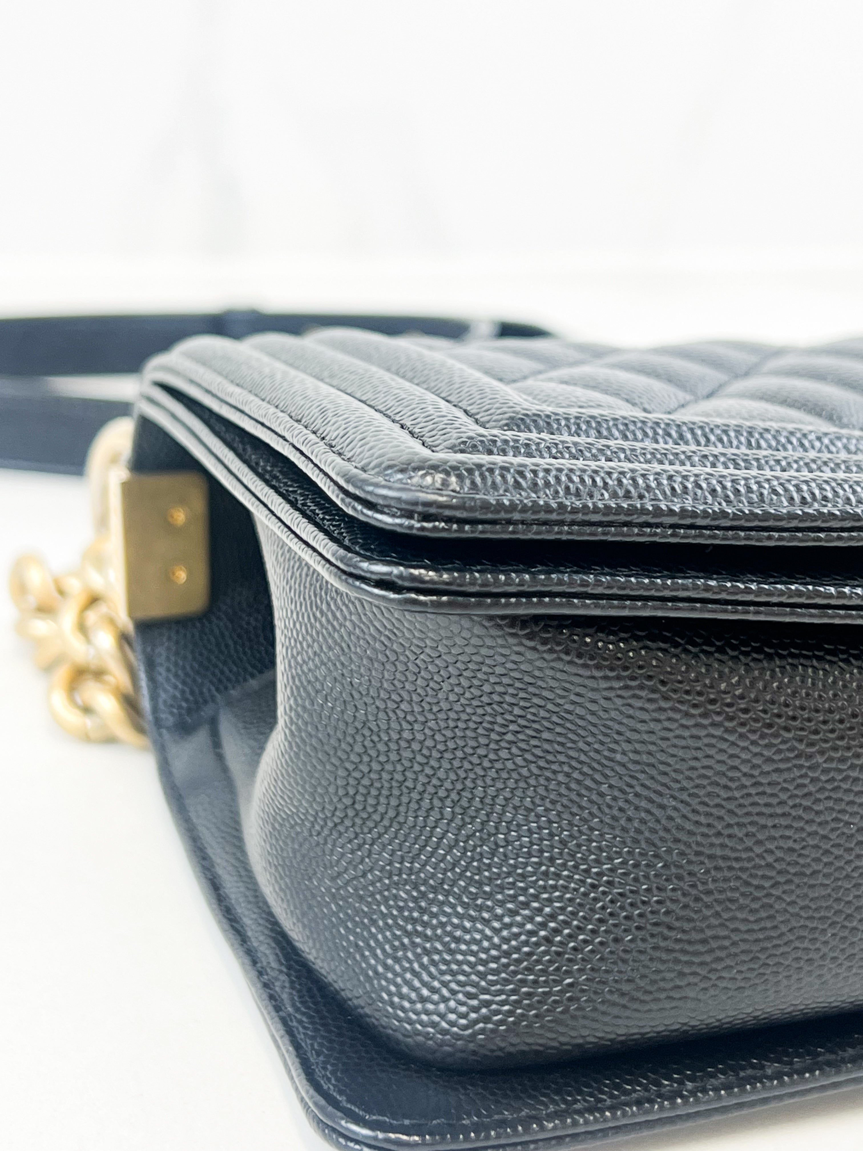 Chanel Caviar Small Boy Bag with Gold Hardware