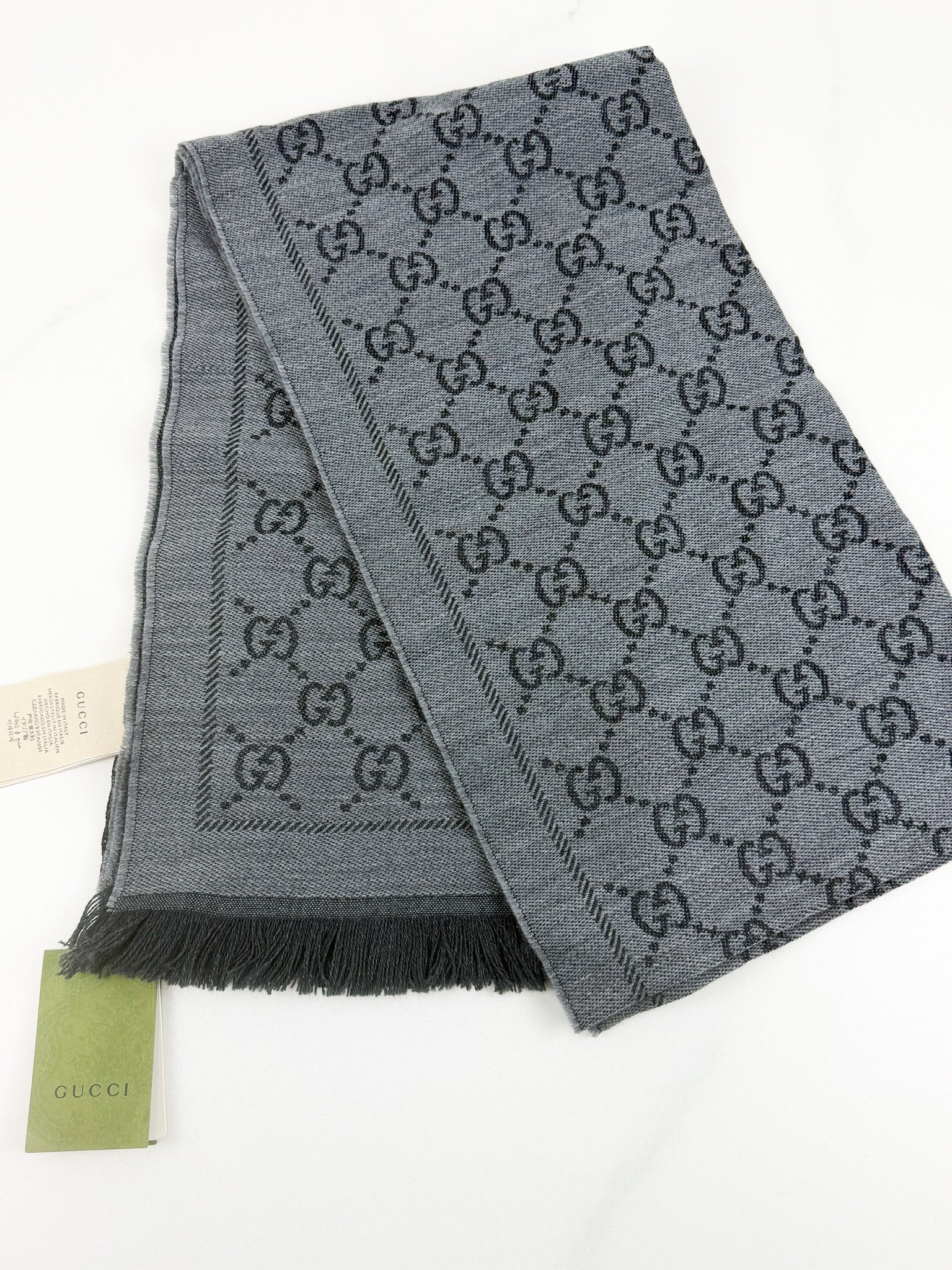 Gucci Jacquard Pattern Wool Scarf