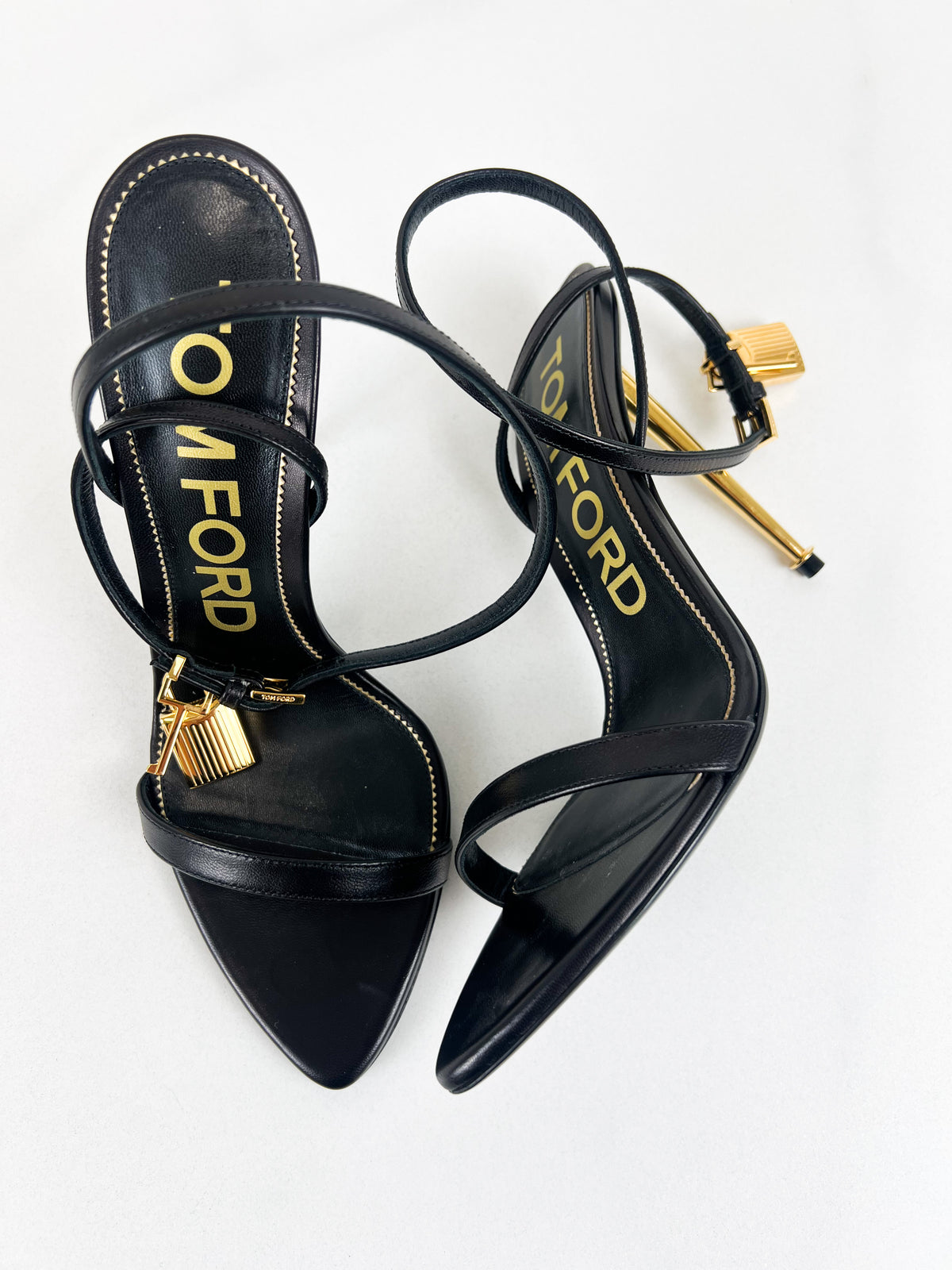 Tom Ford Leather Black Padlock Sandal Size 38.5