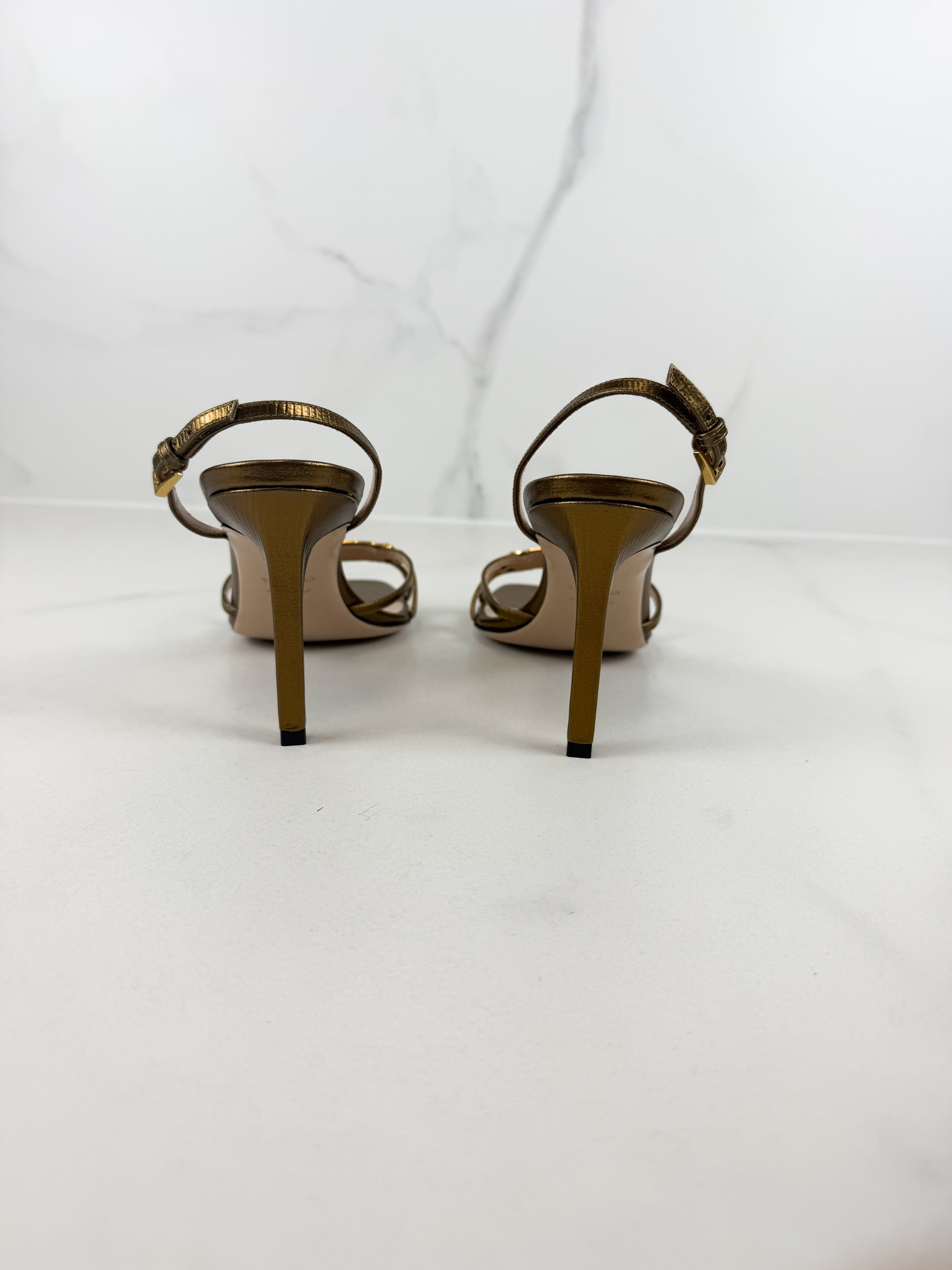 Tom Ford Bronze Printed Lizard Whitney Heel Size 40