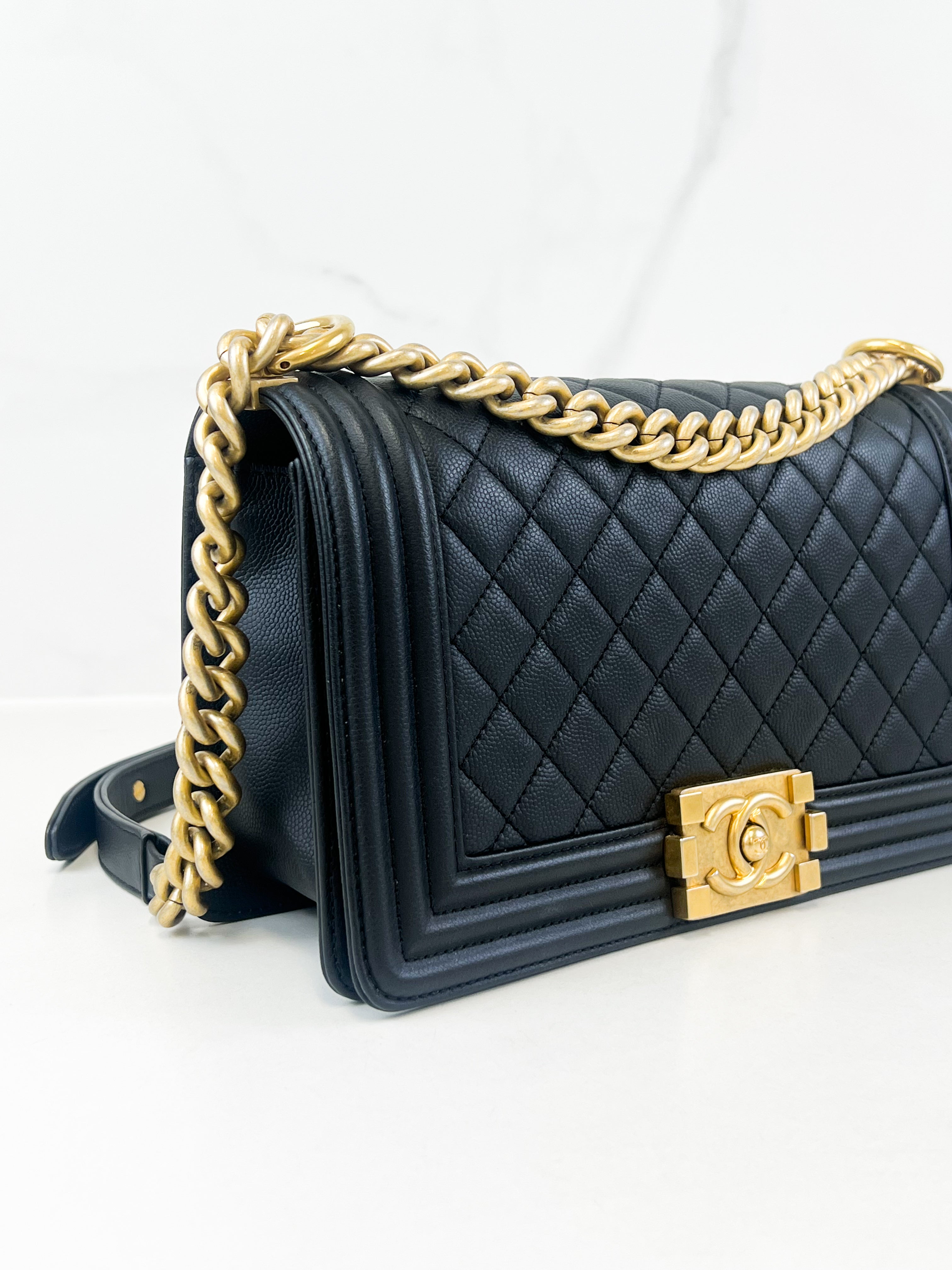 Chanel Black Old Medium Caviar Boy Bag GHW