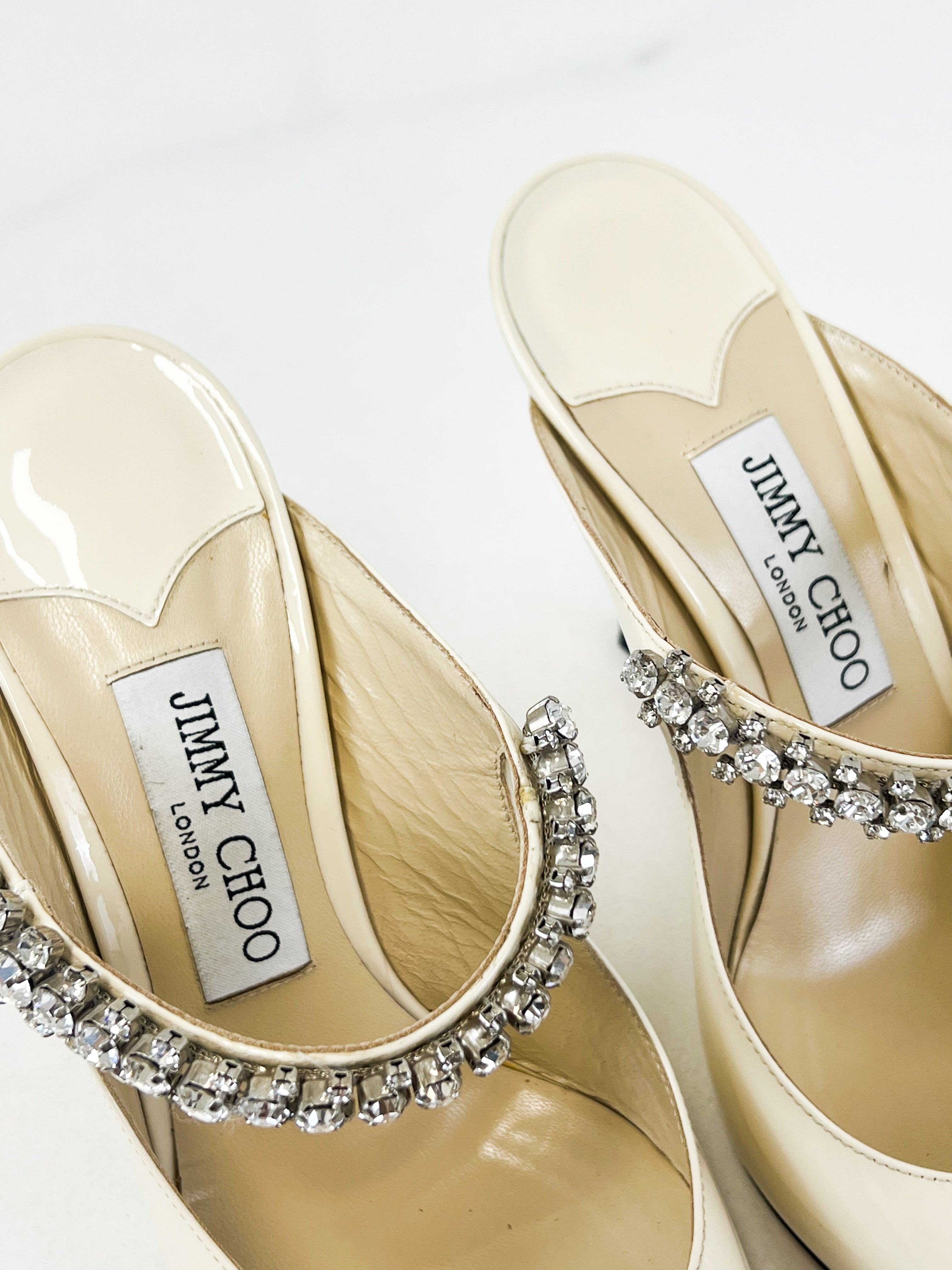 Jimmy Choo Bing 100 Patent Mule in Linen Size 37.5