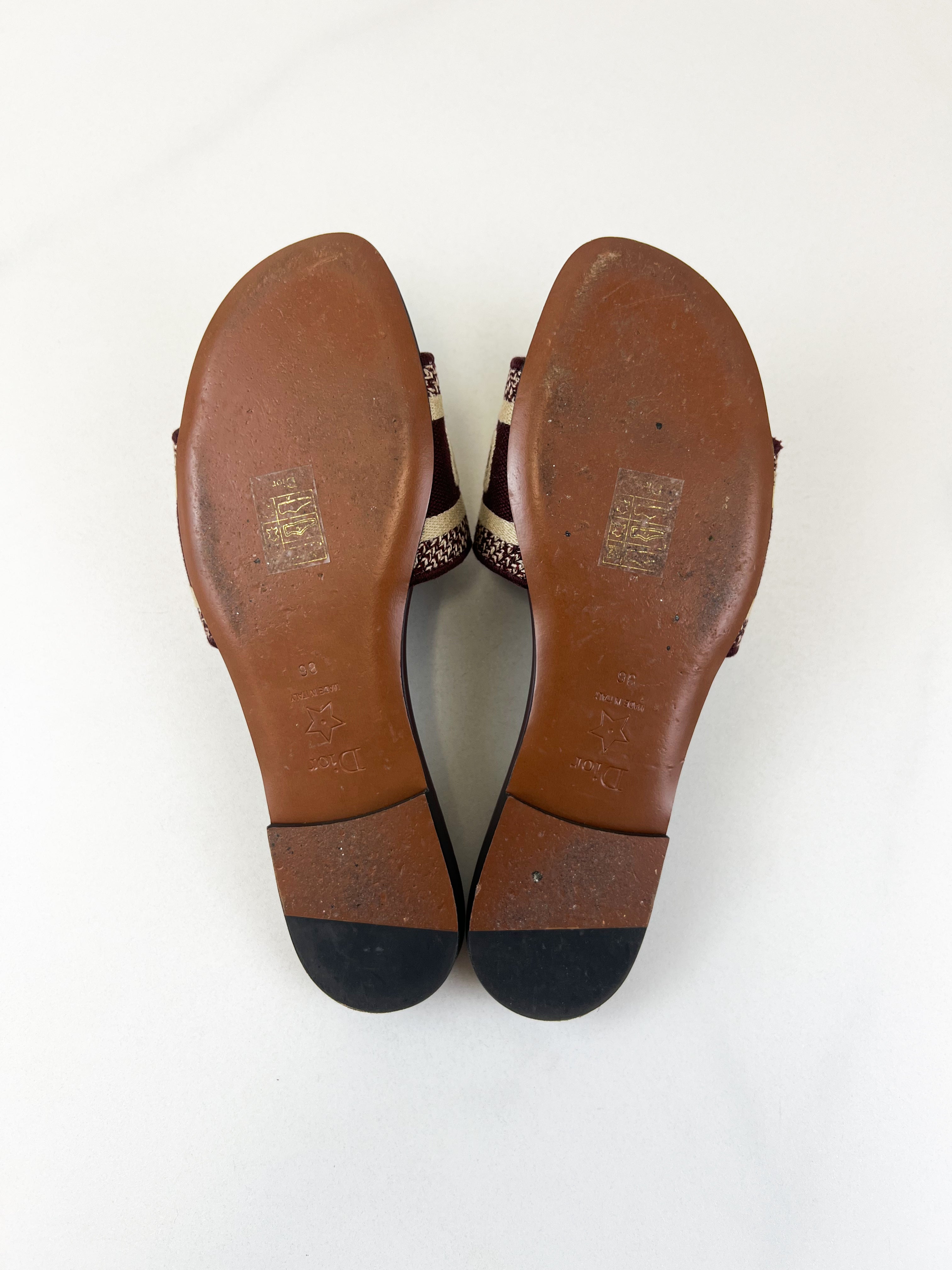 Christian Dior Burgundy Dway Slides Size 36