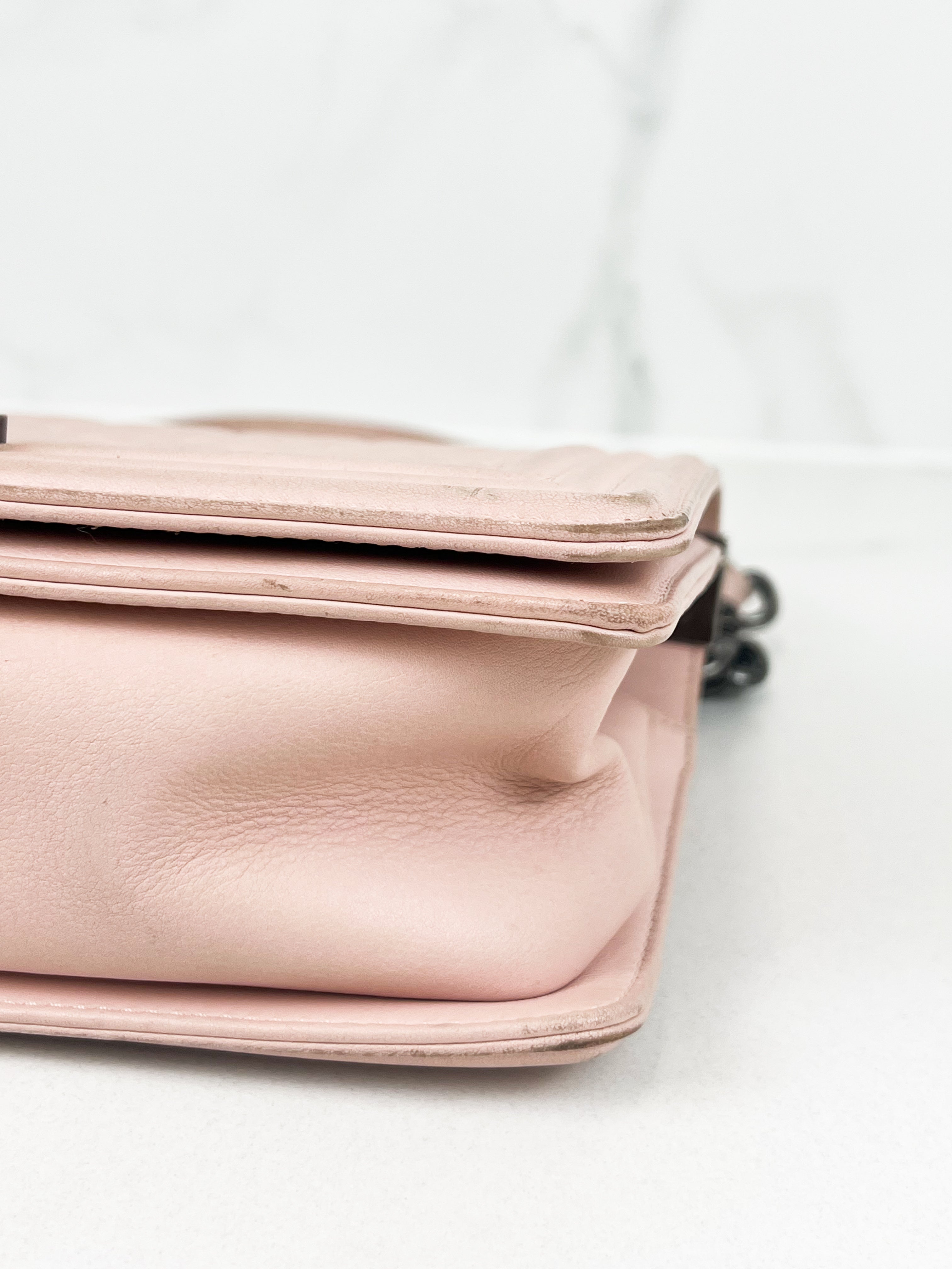 Chanel Old Medium Boy Bag in Pink Quilted Calfskin with Ruthenium Hardware