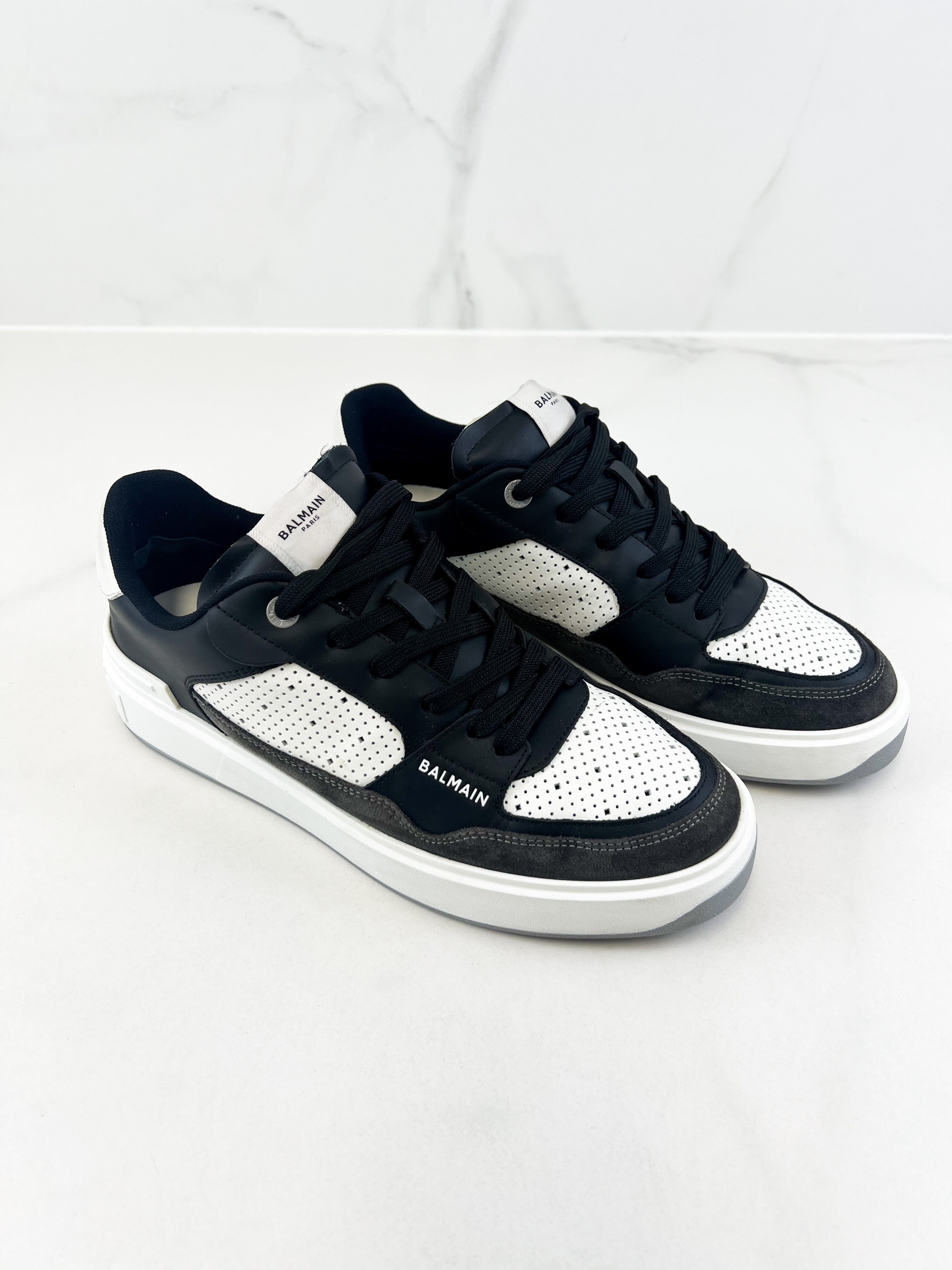 Balmain Black & White Low Top Sneaker Size 7US