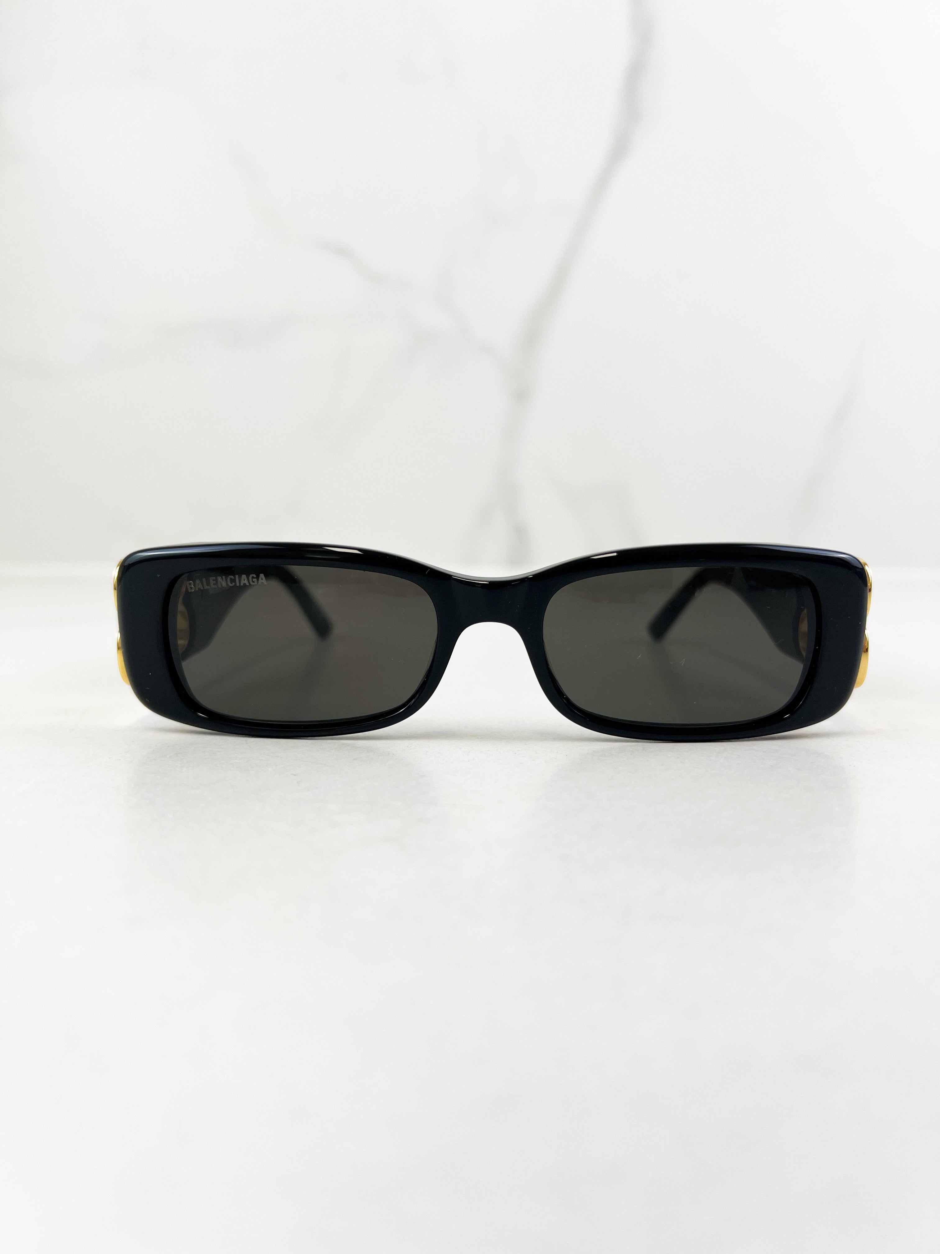 Balenciaga Black Frame Logo Sunglasses