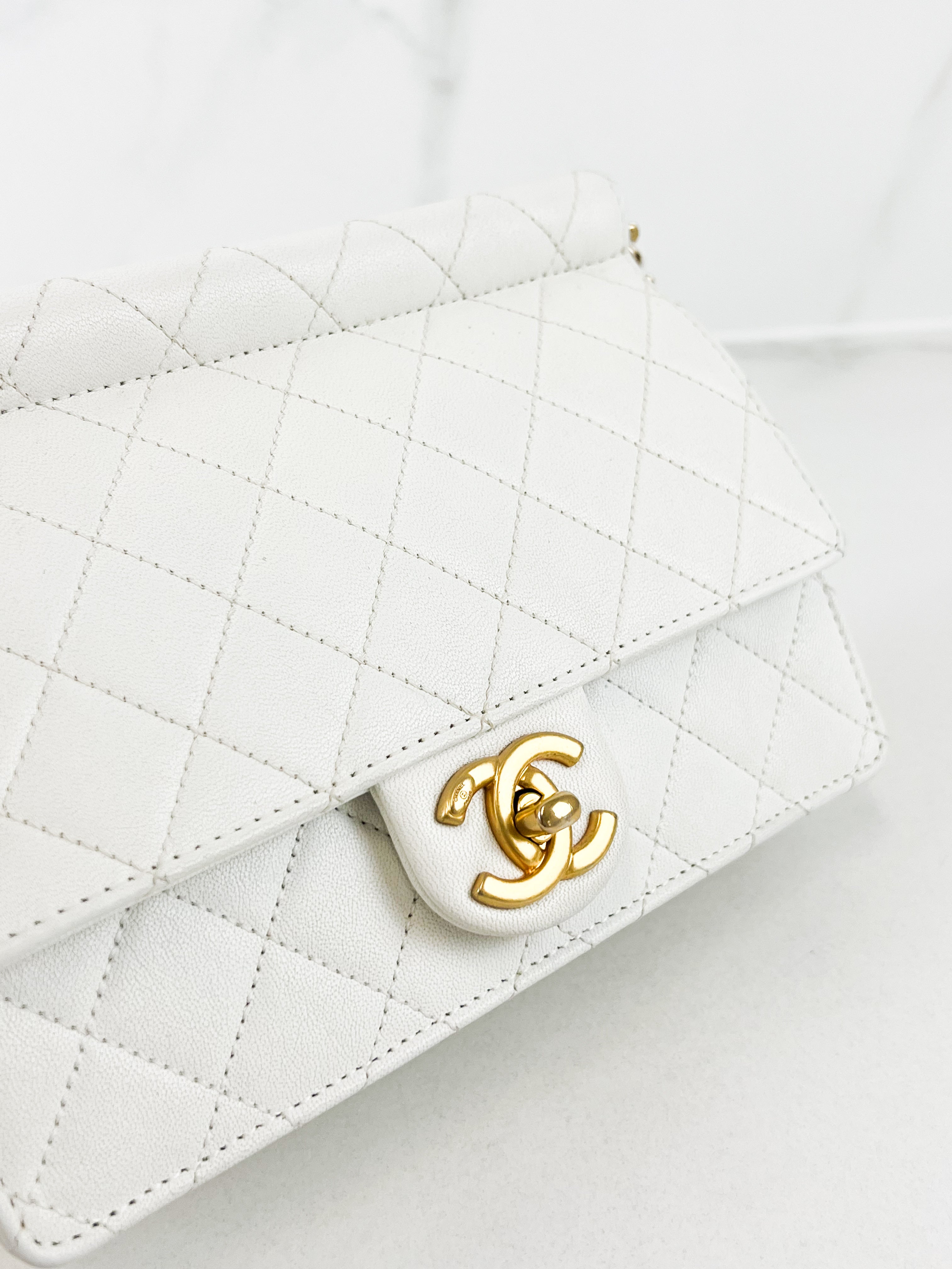 Chanel White Pearl Chain Flap