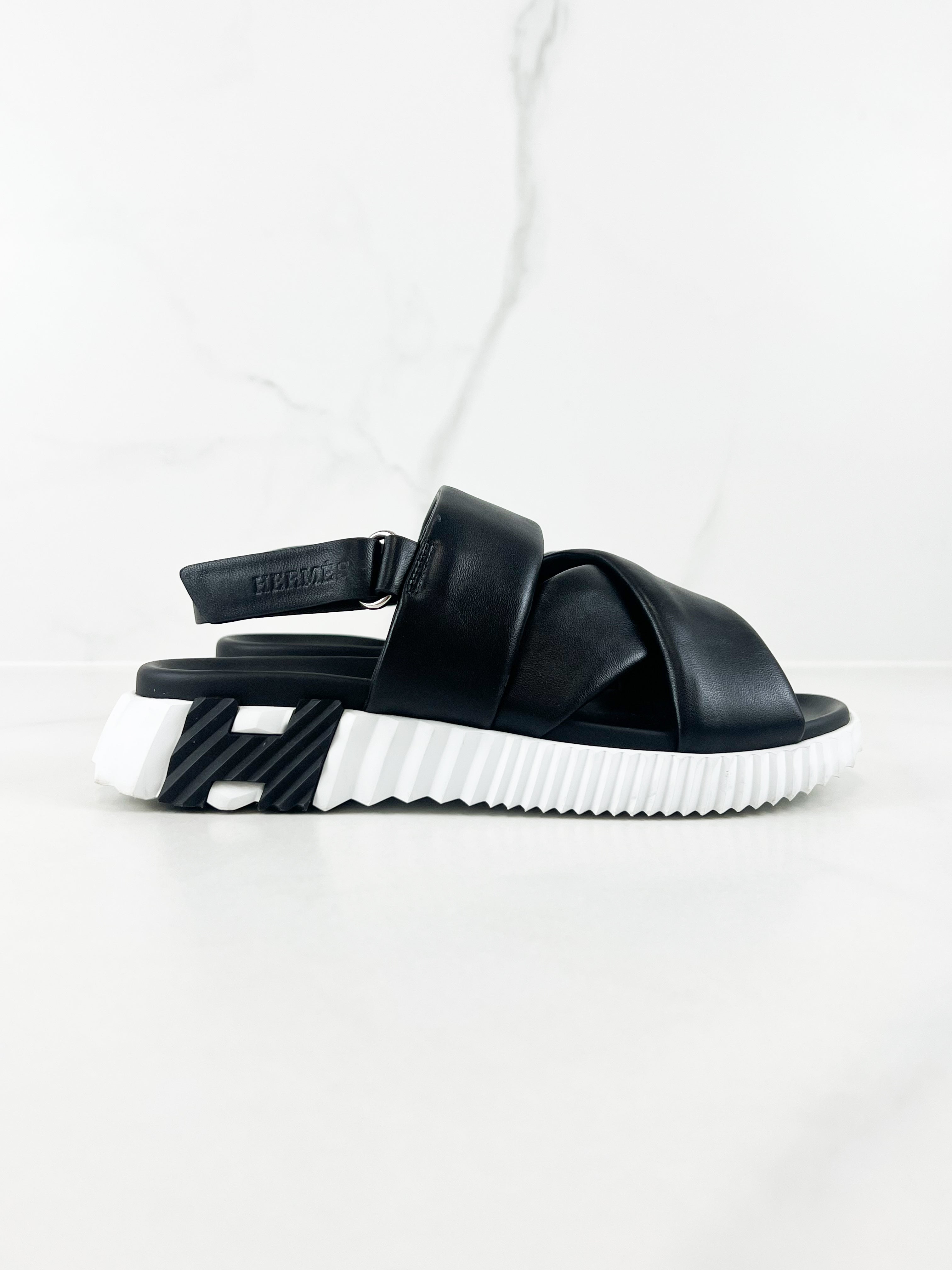 Hermes Electric Sandals in Black Size 38.5