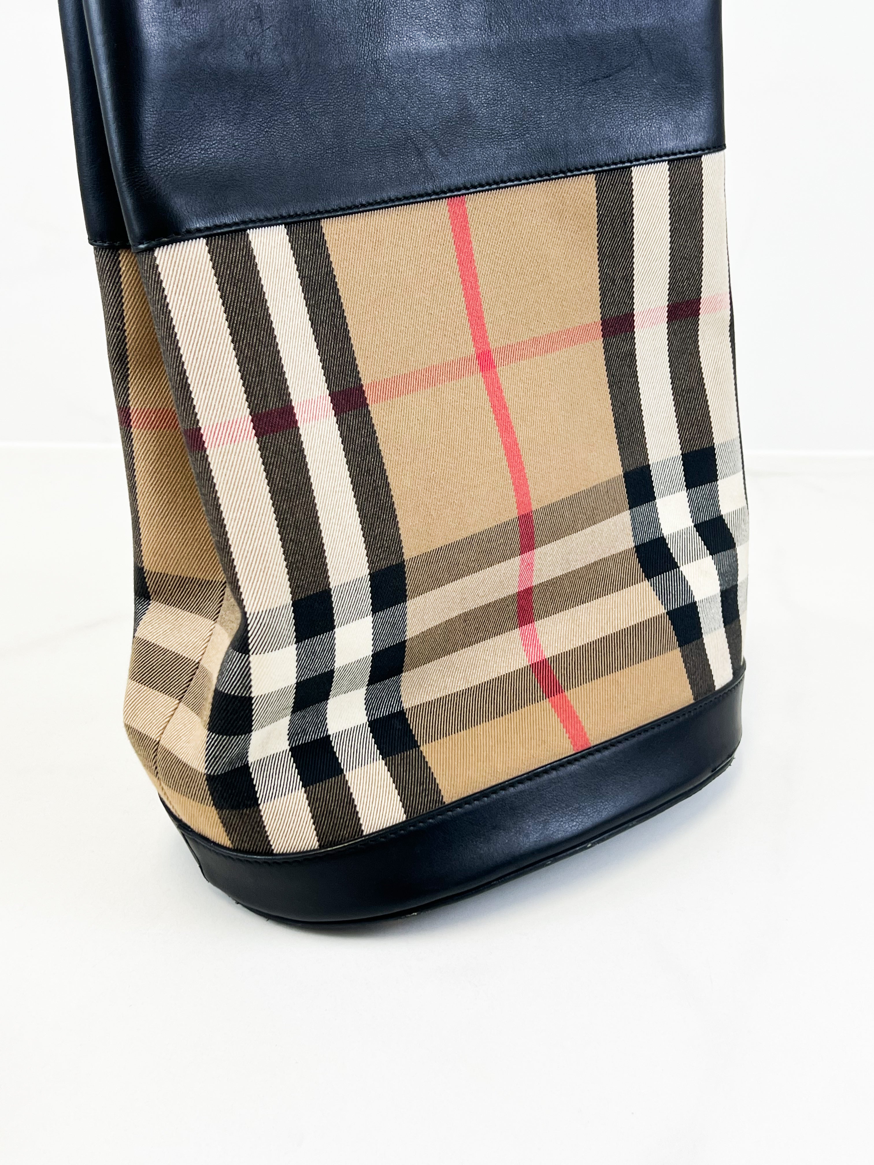 Burberry House Check & Leather Bucket Bag