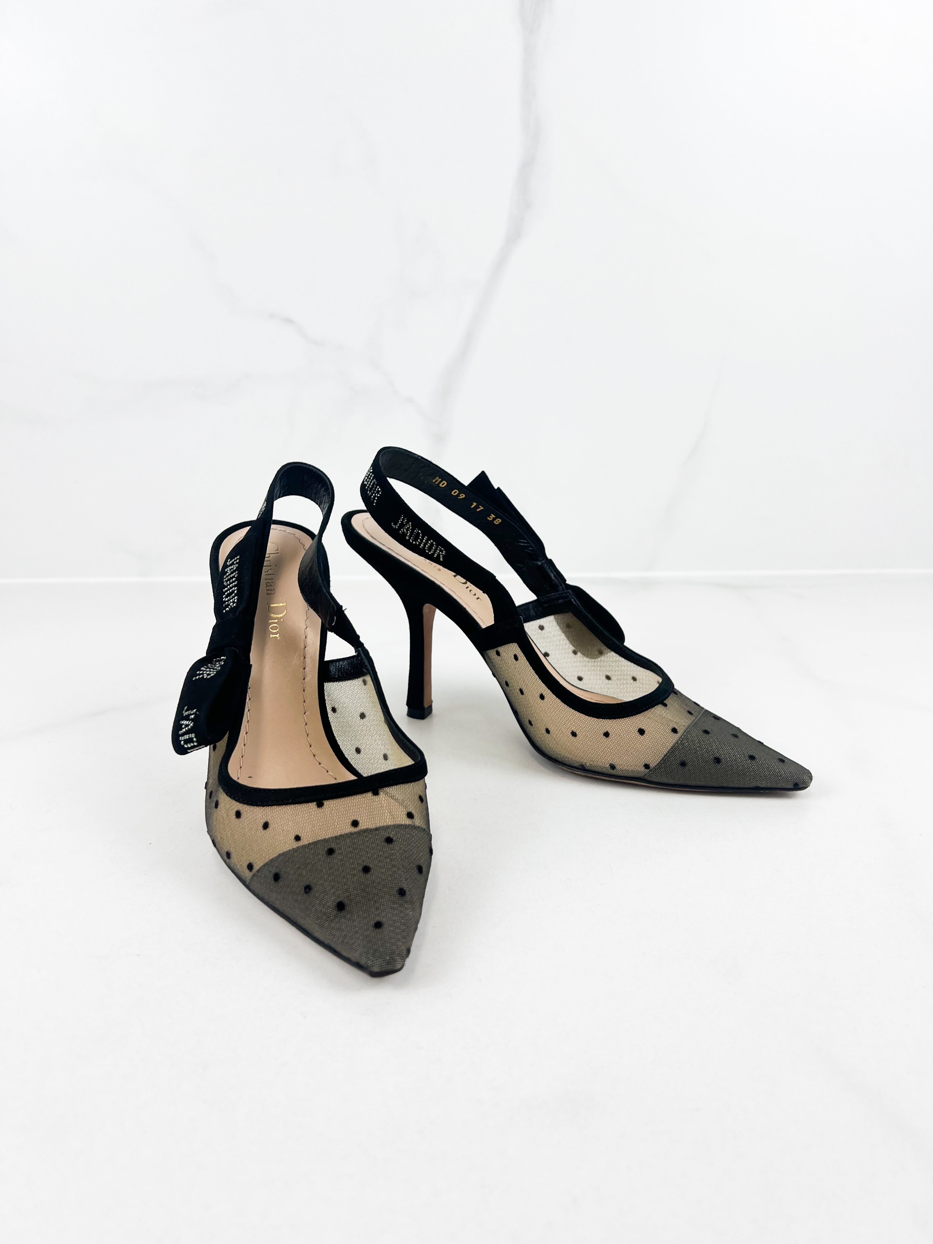 Christian Dior J'adior Mesh/Velvet Slingback Heels Size 38