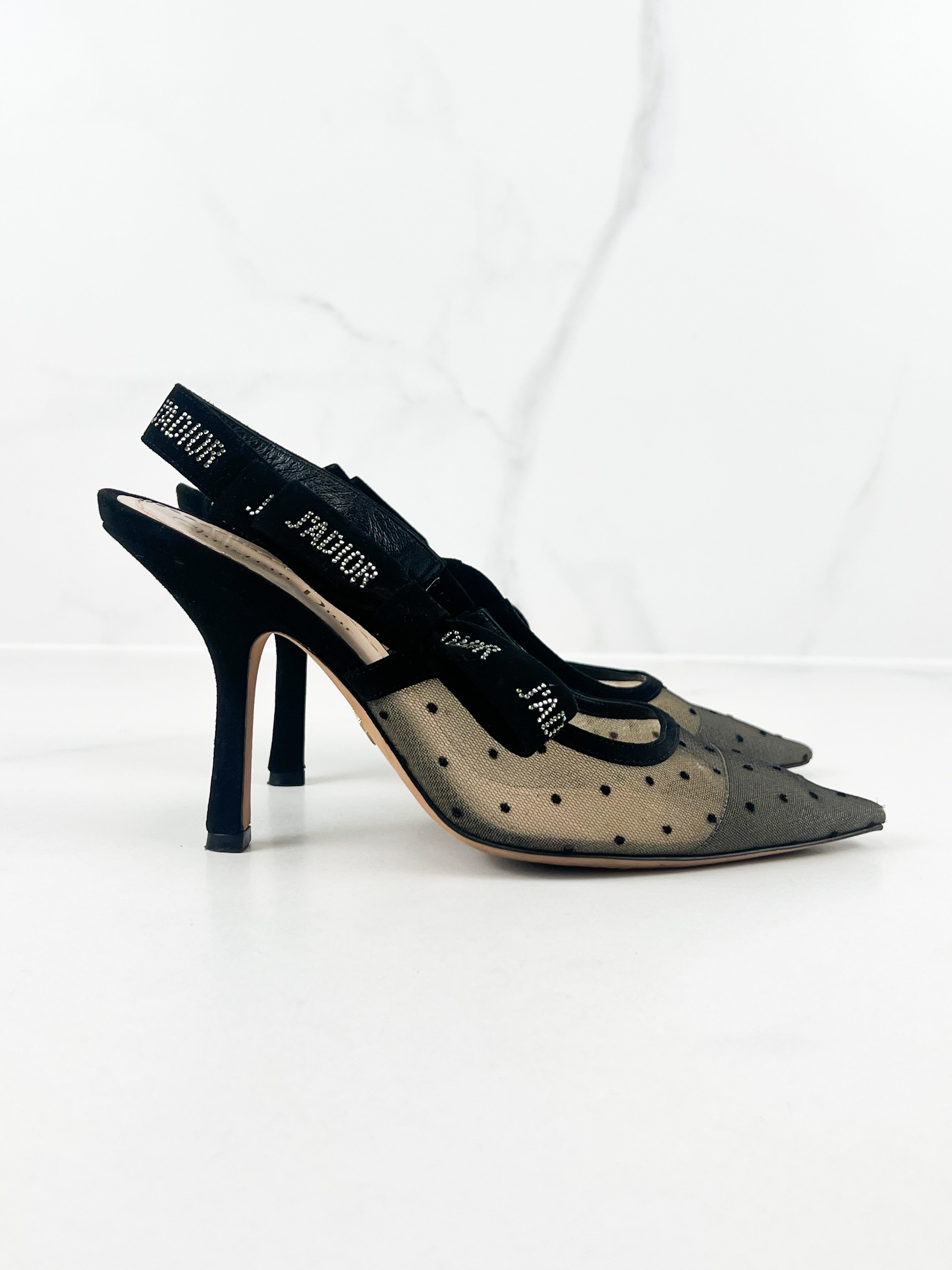 Christian Dior J'adior Mesh/Velvet Slingback Heels Size 38