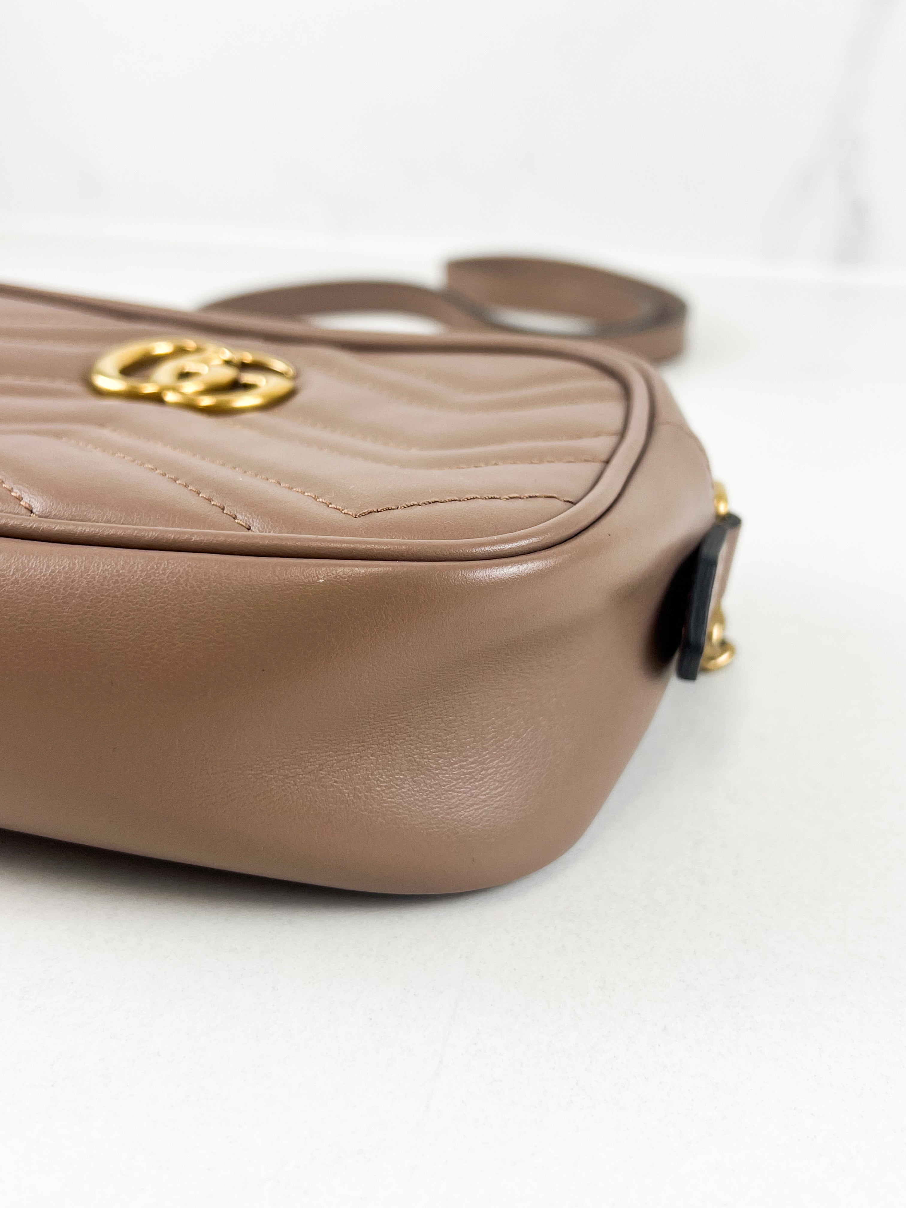 Gucci GG Marmont Matelasse Mini Beige Bag