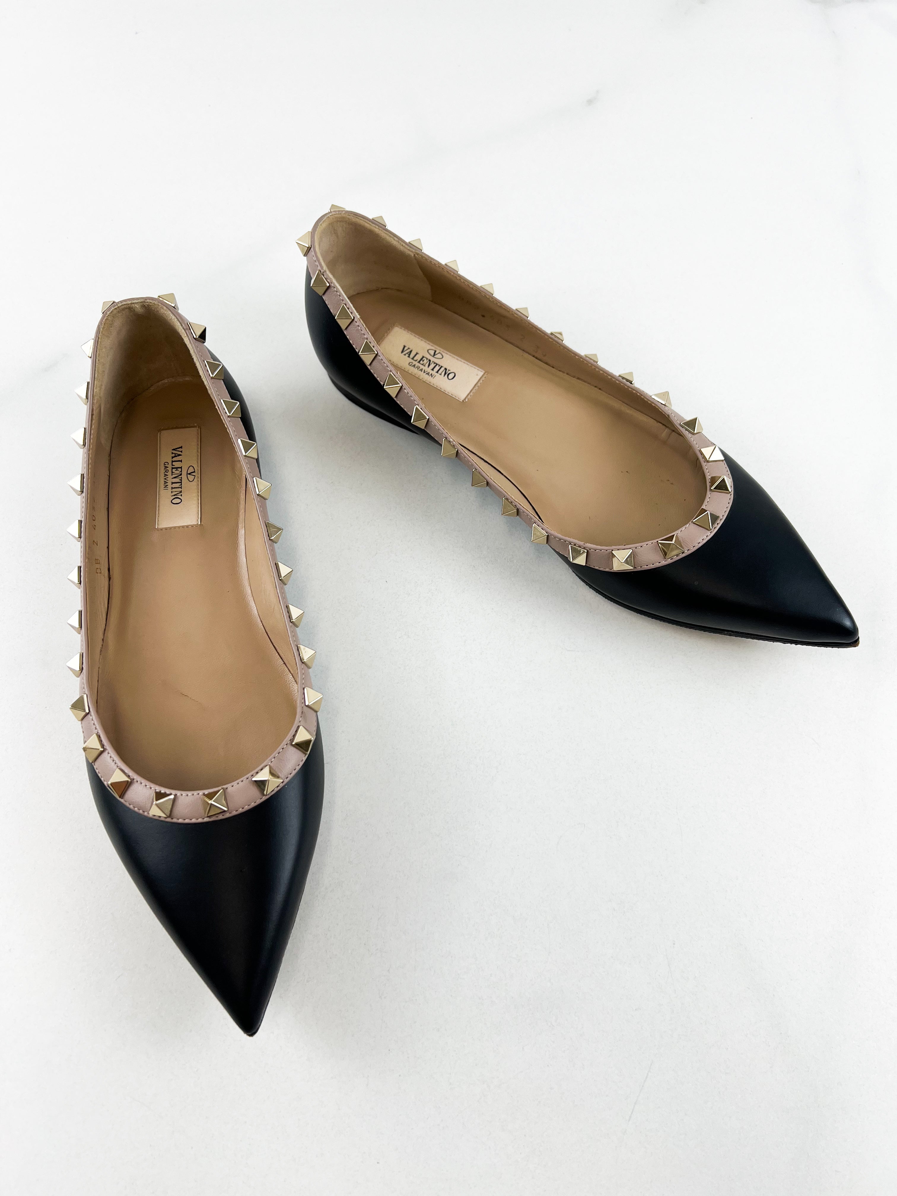 Valentino Garavani Rockstud Black Ballet Flat Size 39
