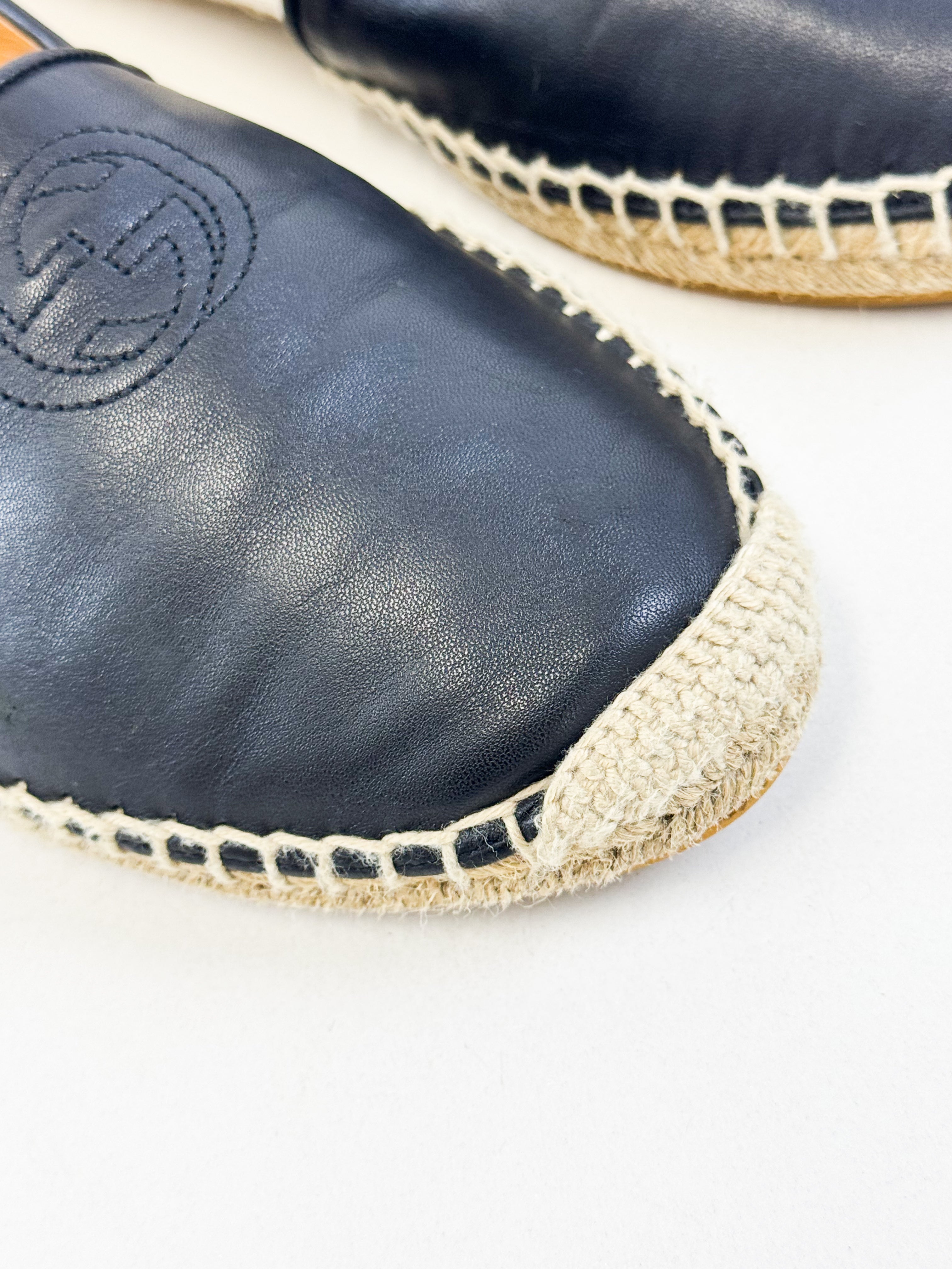 Gucci Leather/Canvas GG Logo Espadrille Size 38.5