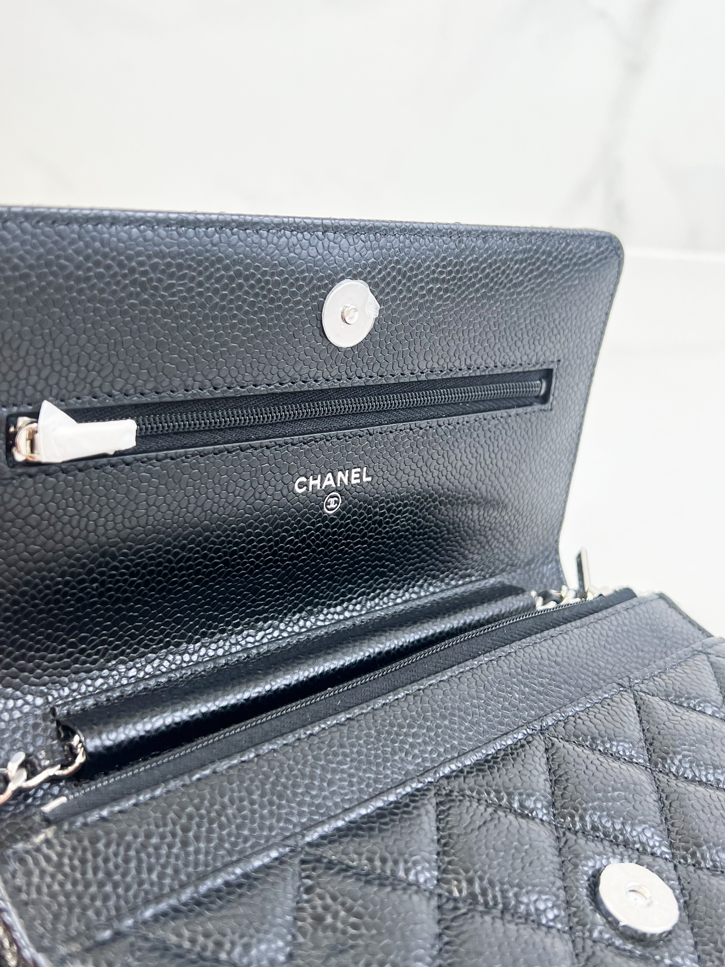 Chanel Black Classic Caviar CC WOC with SHW