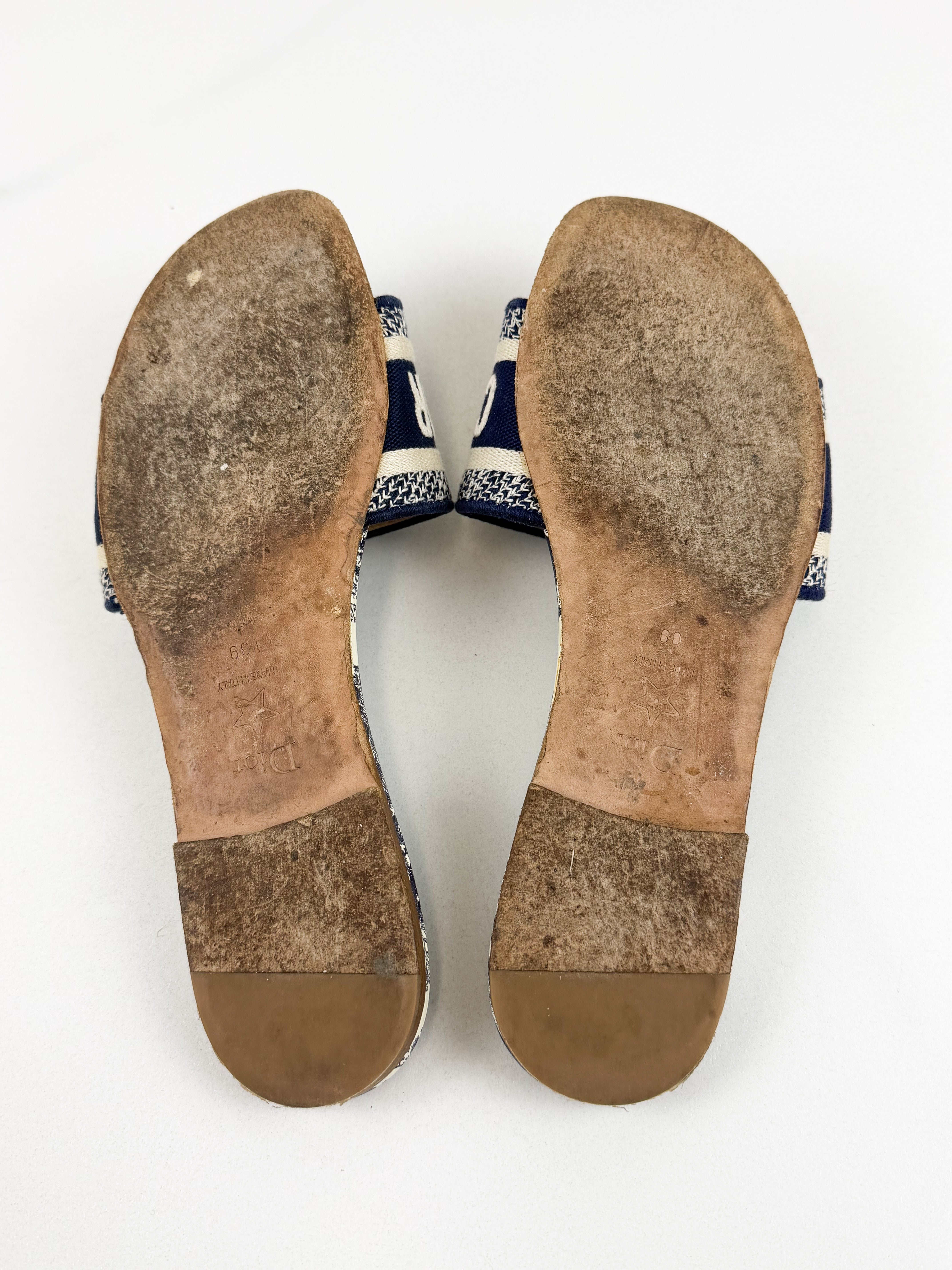 Christian Dior Navy Dway Slides Size 39