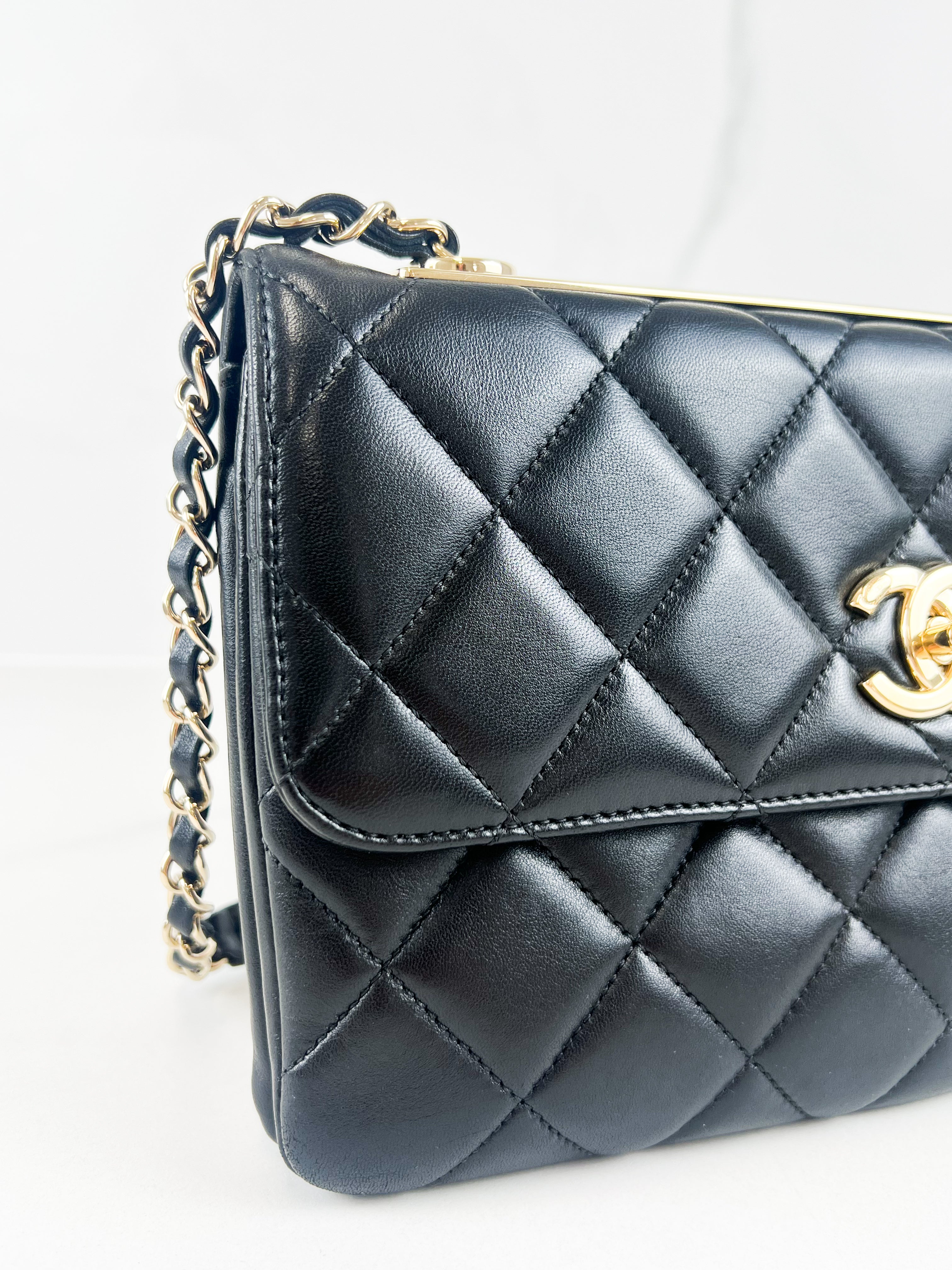 Chanel Small Lambskin Trendy Flap Bag in Black with GHW