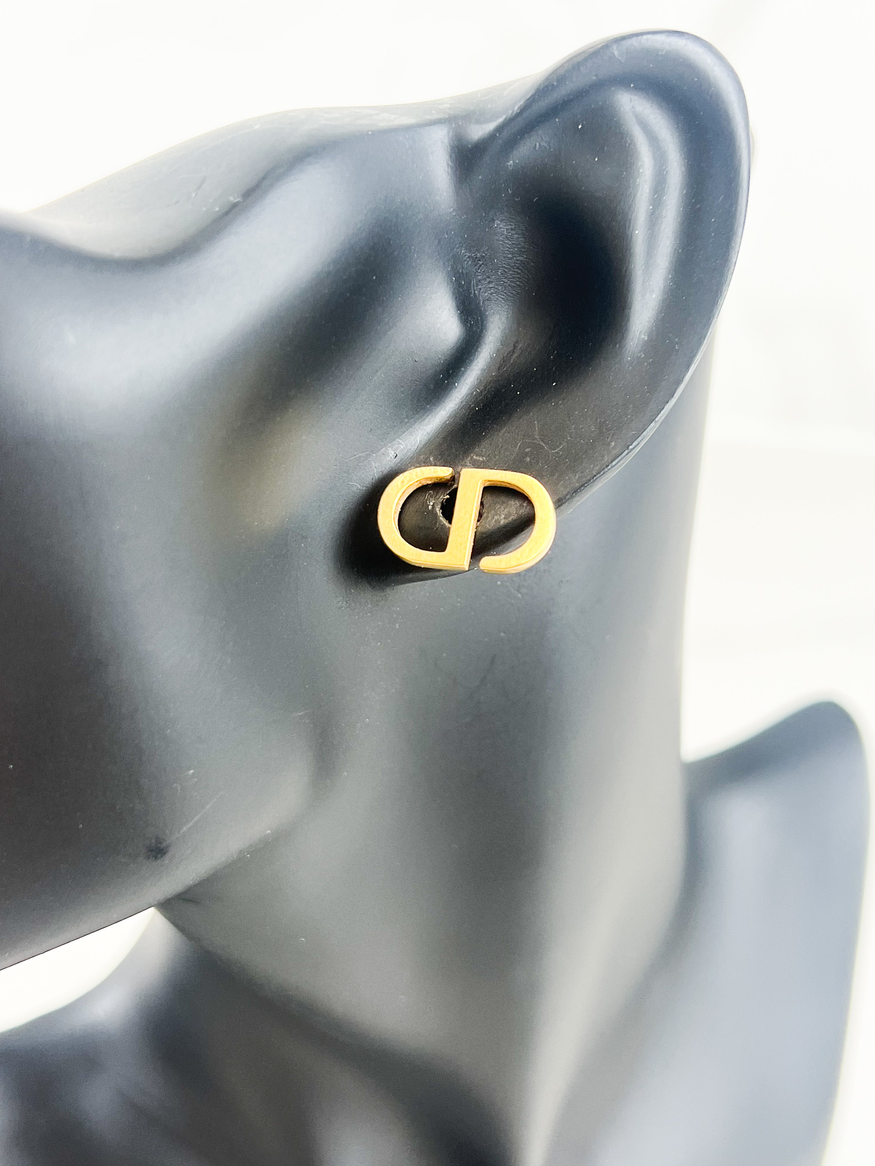 Christian Dior Signature CD Stud Earrings in Gold