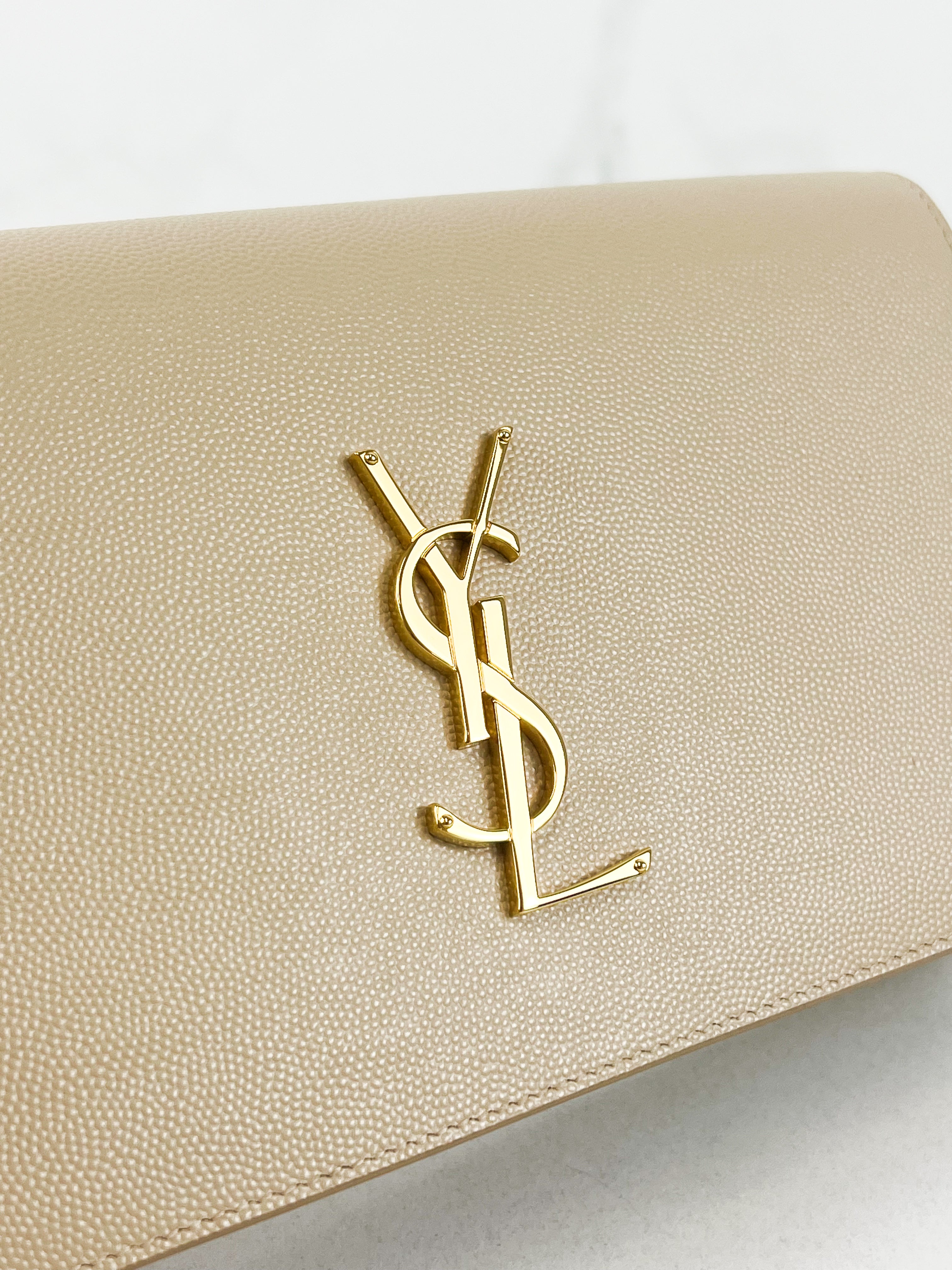 Saint Laurent Cream Clutch GHW