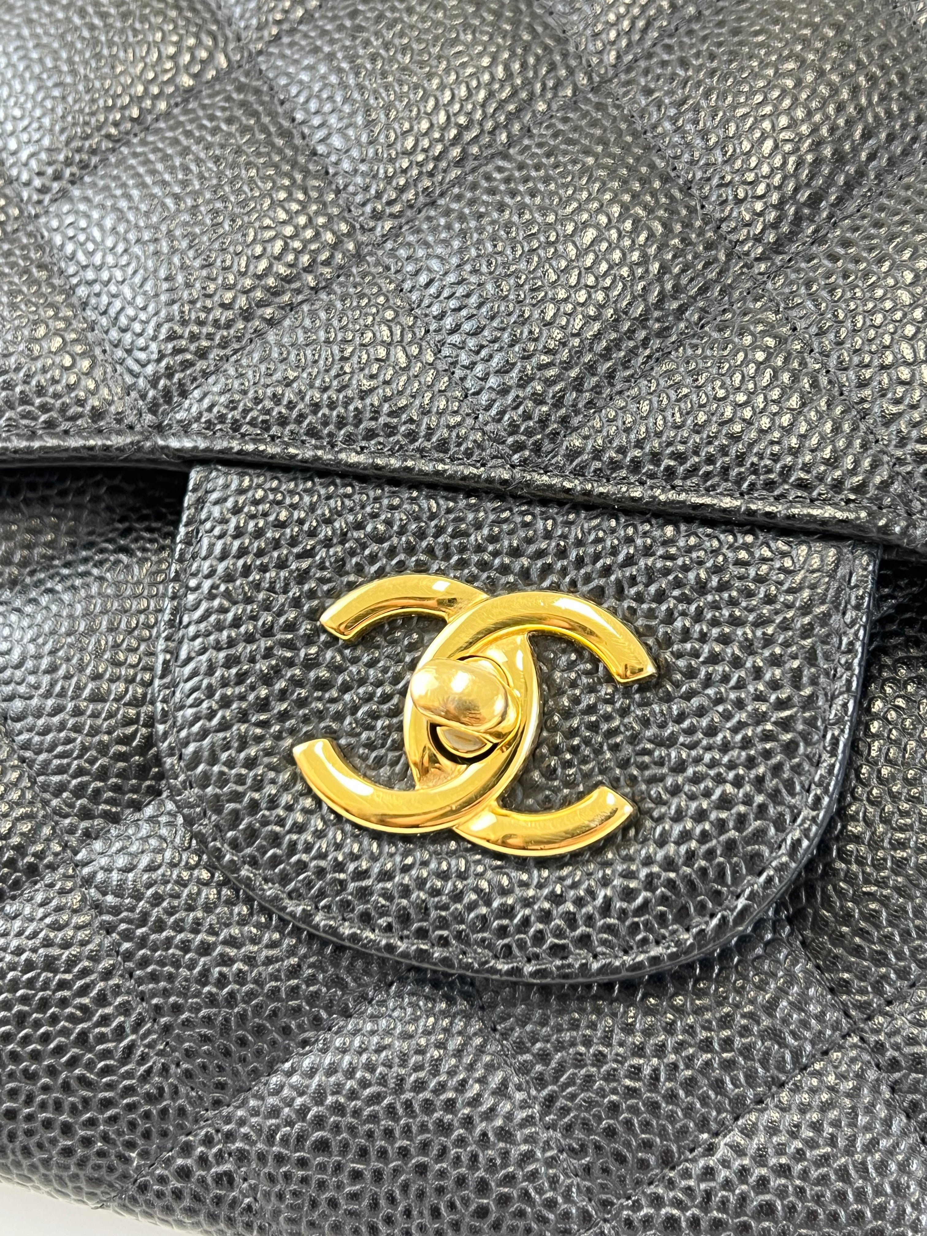 Chanel Classic Jumbo Double Flap Caviar Shoulder Bag GHW