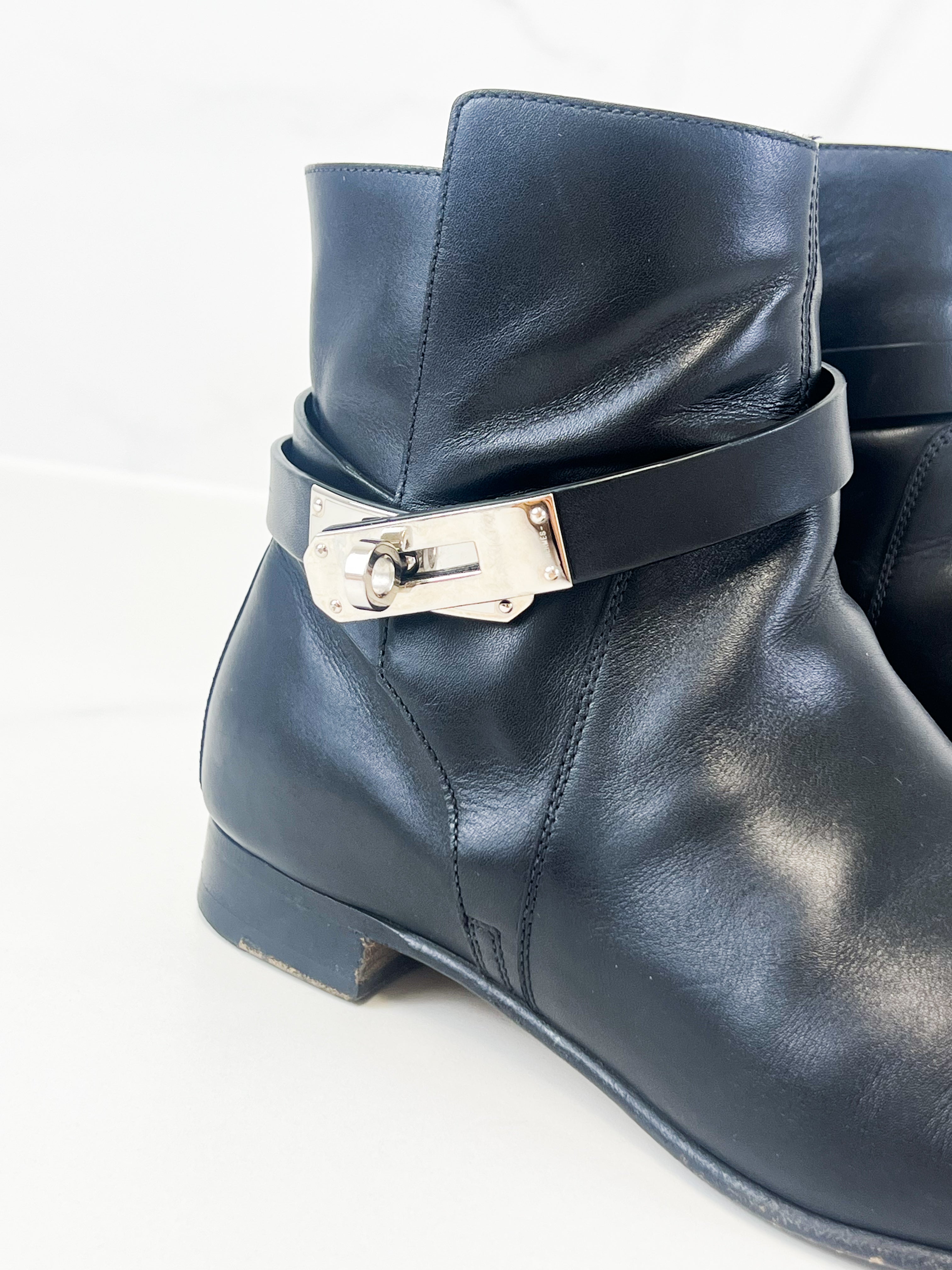 Hermes Bottines Femme Boot in Noir Size 38