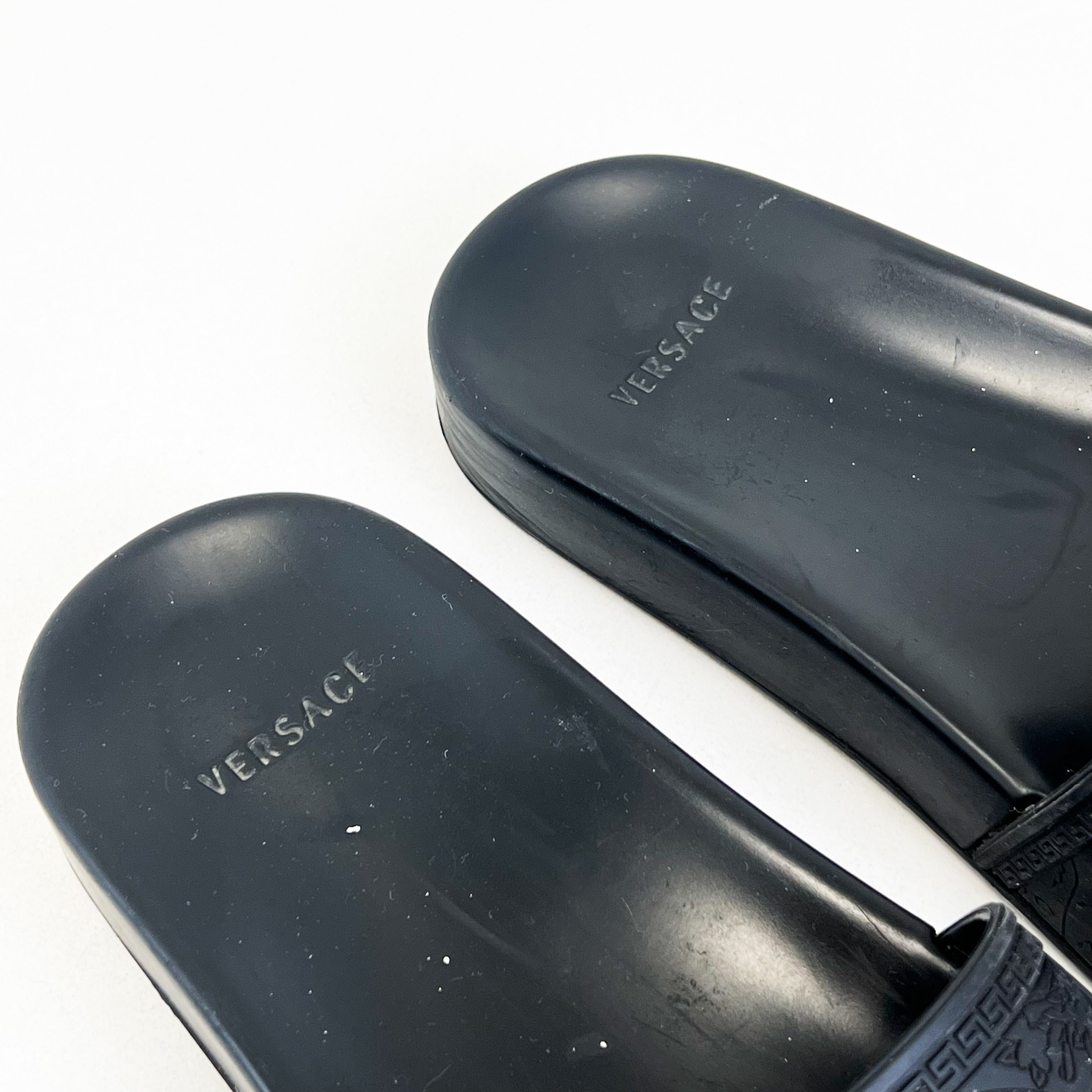 Versace Palazzo Black Medusa Pool Slides Size 39