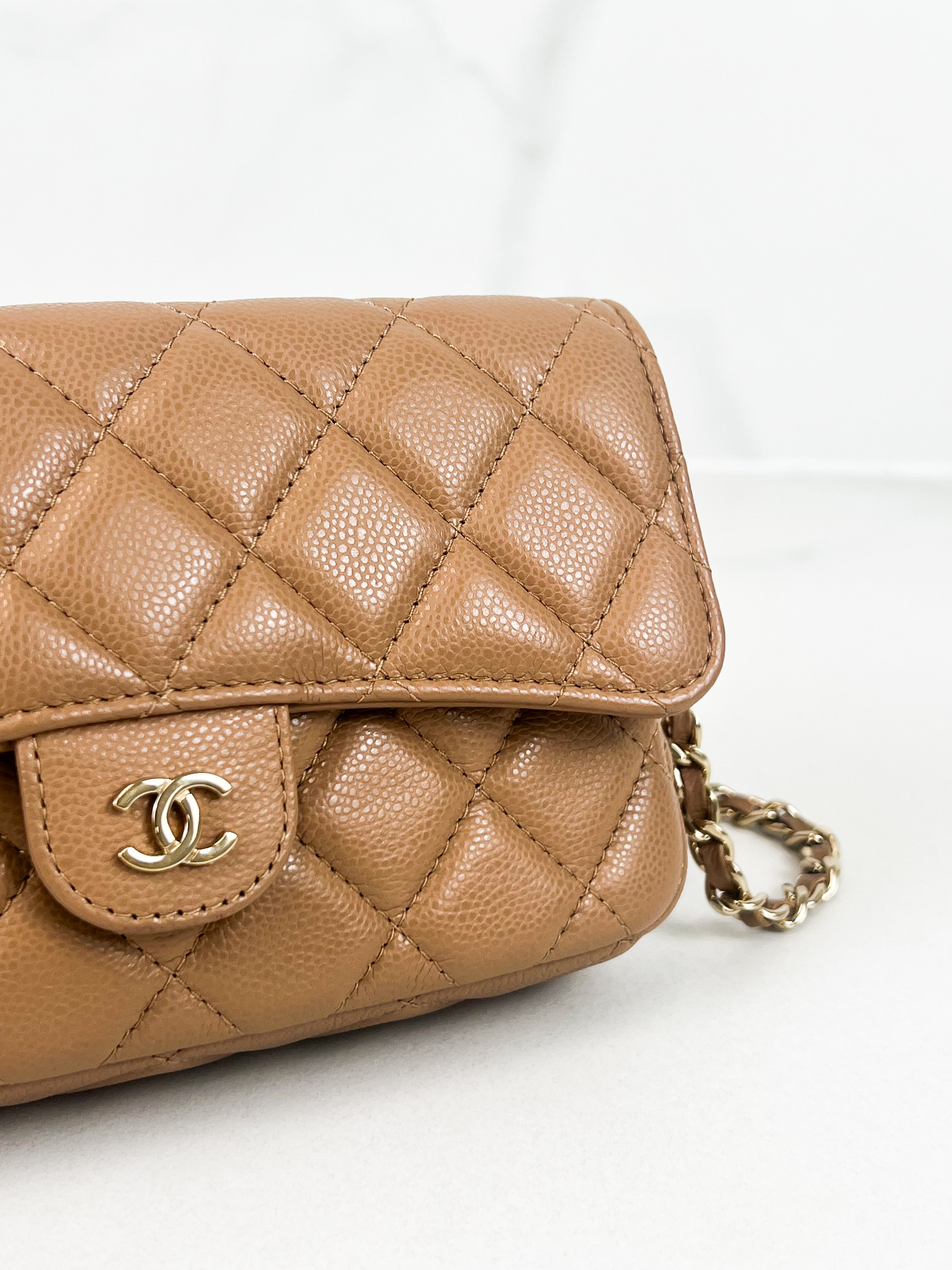 Chanel Caramel Classic Flap Phone Holder with LGHW