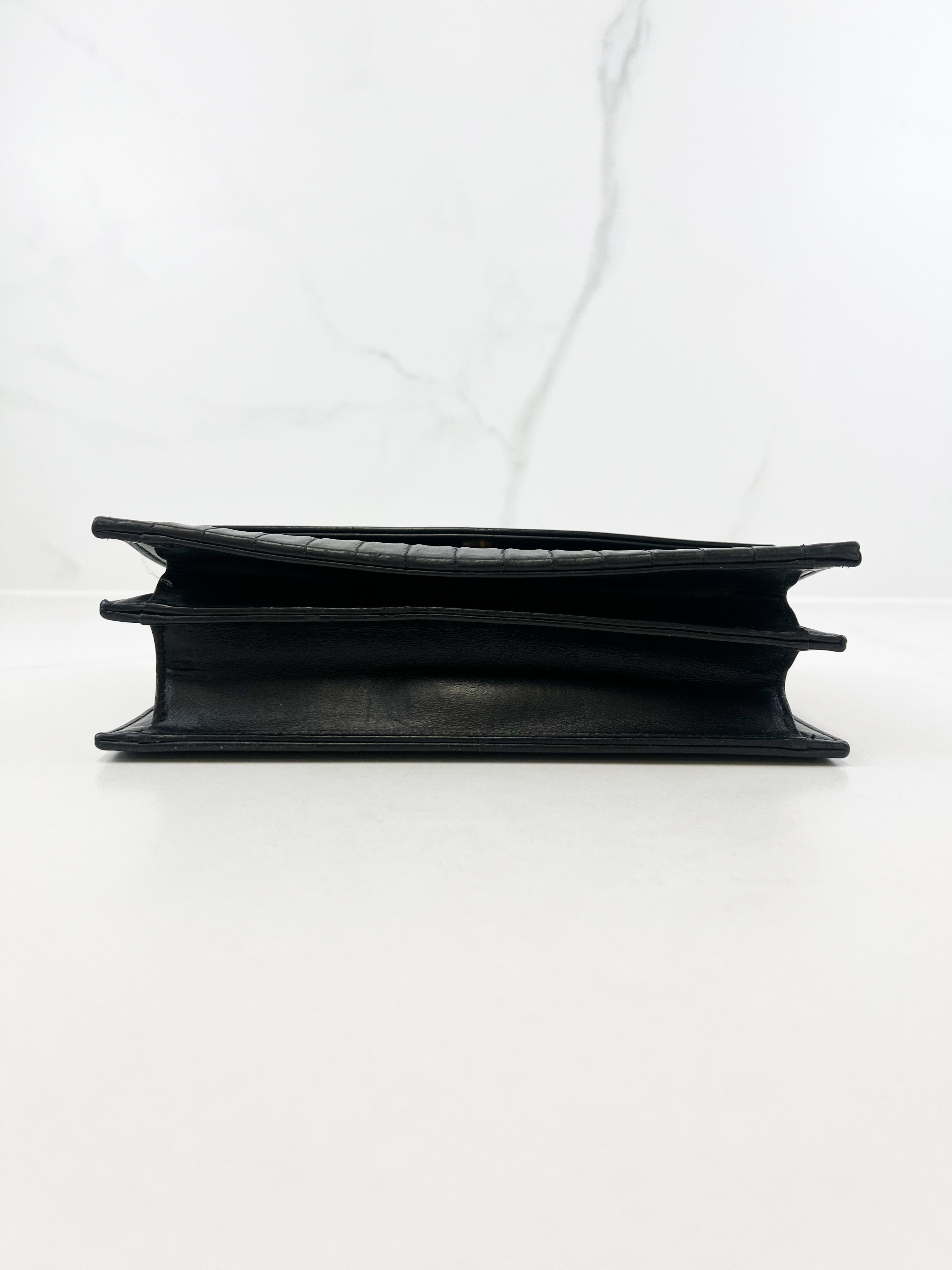 Saint Laurent Black Quilted Leather Victoire Chain Bag