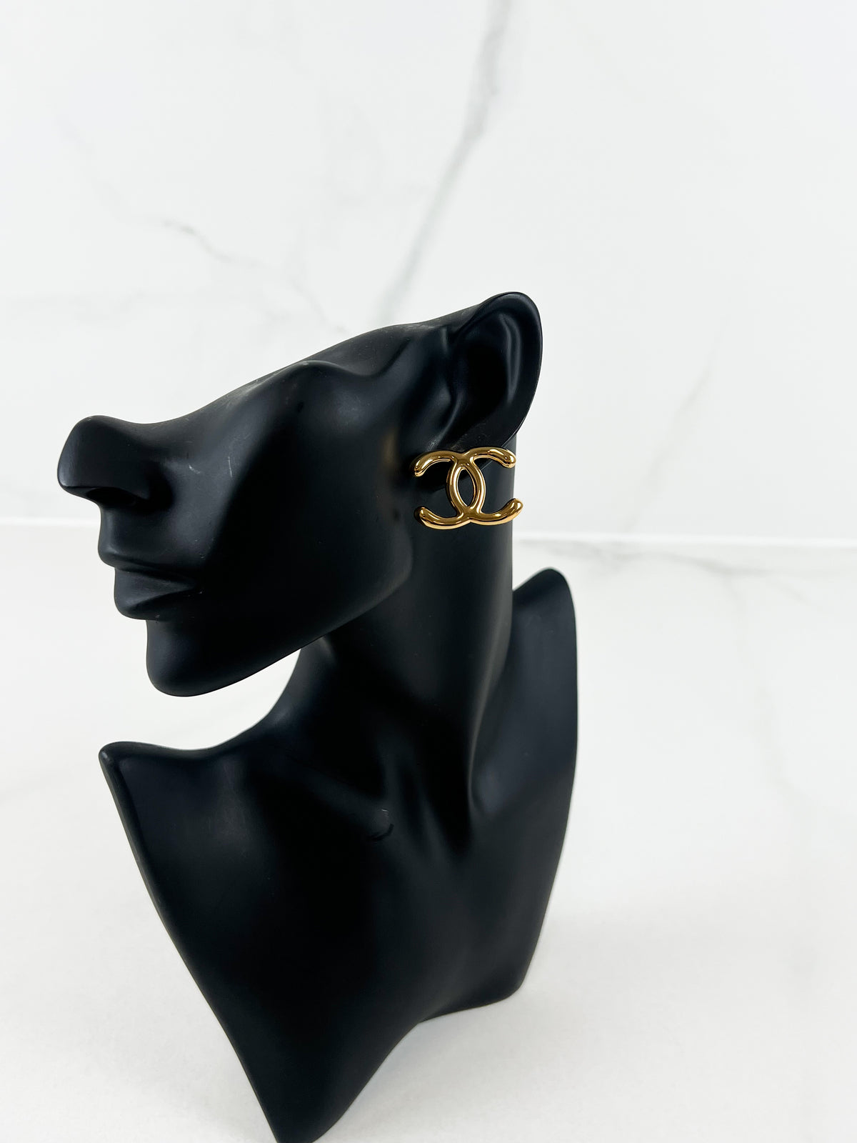 Chanel CC Gold Stud Earrings