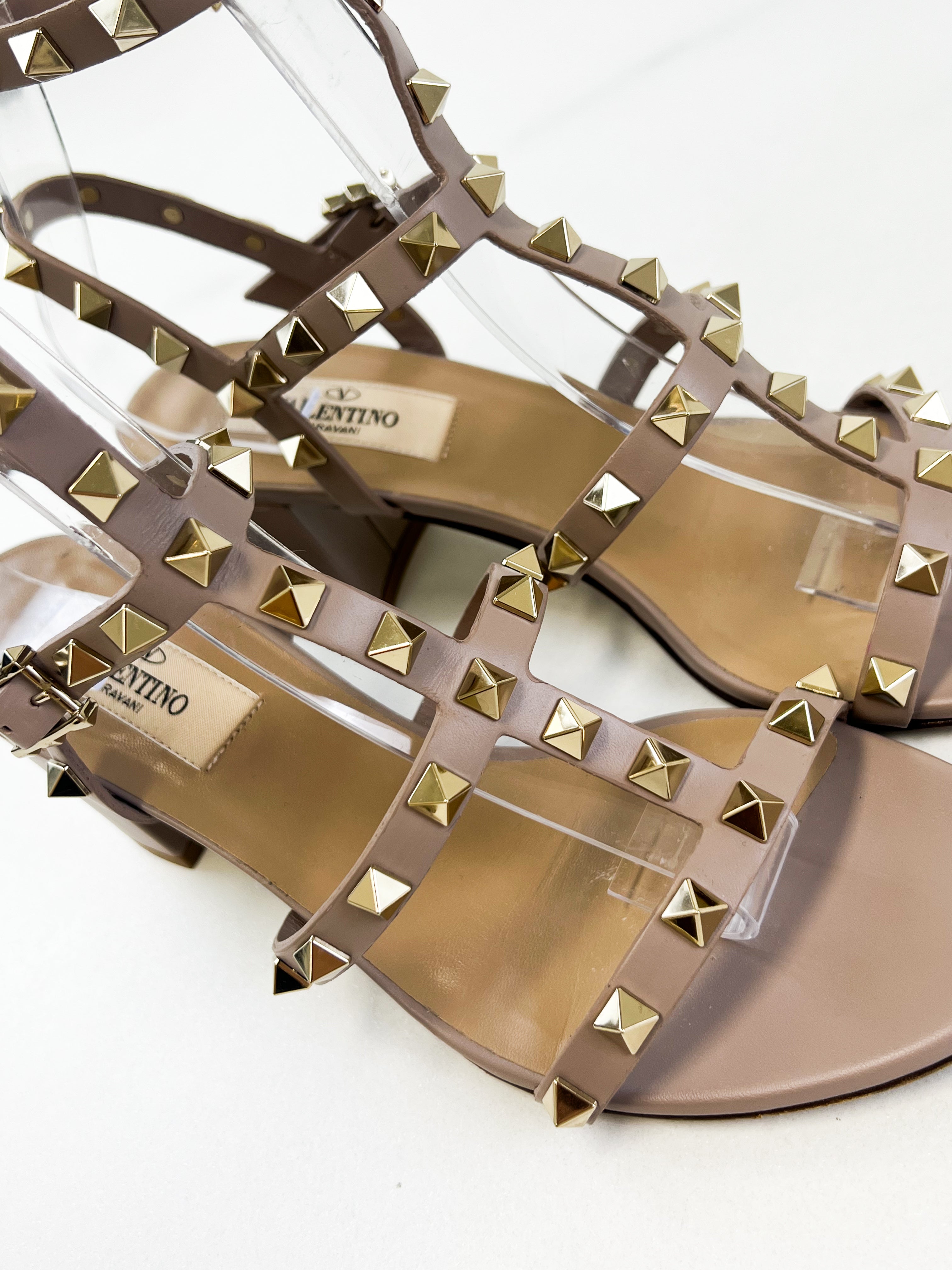 Valentino Rockstud Caged Poudre Sandal Size 36