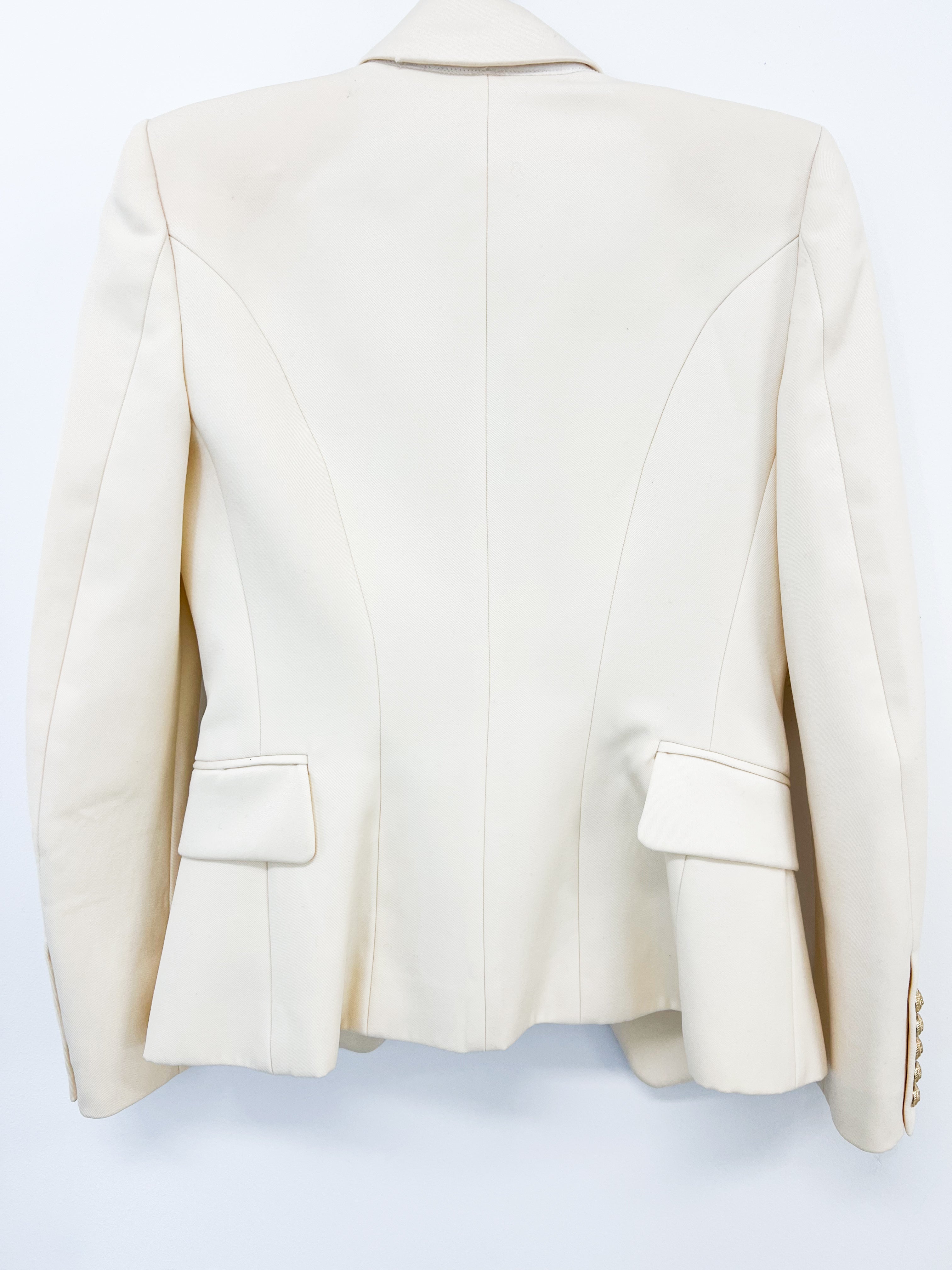 Balmain White Blazer with Gold Buttons Size 38