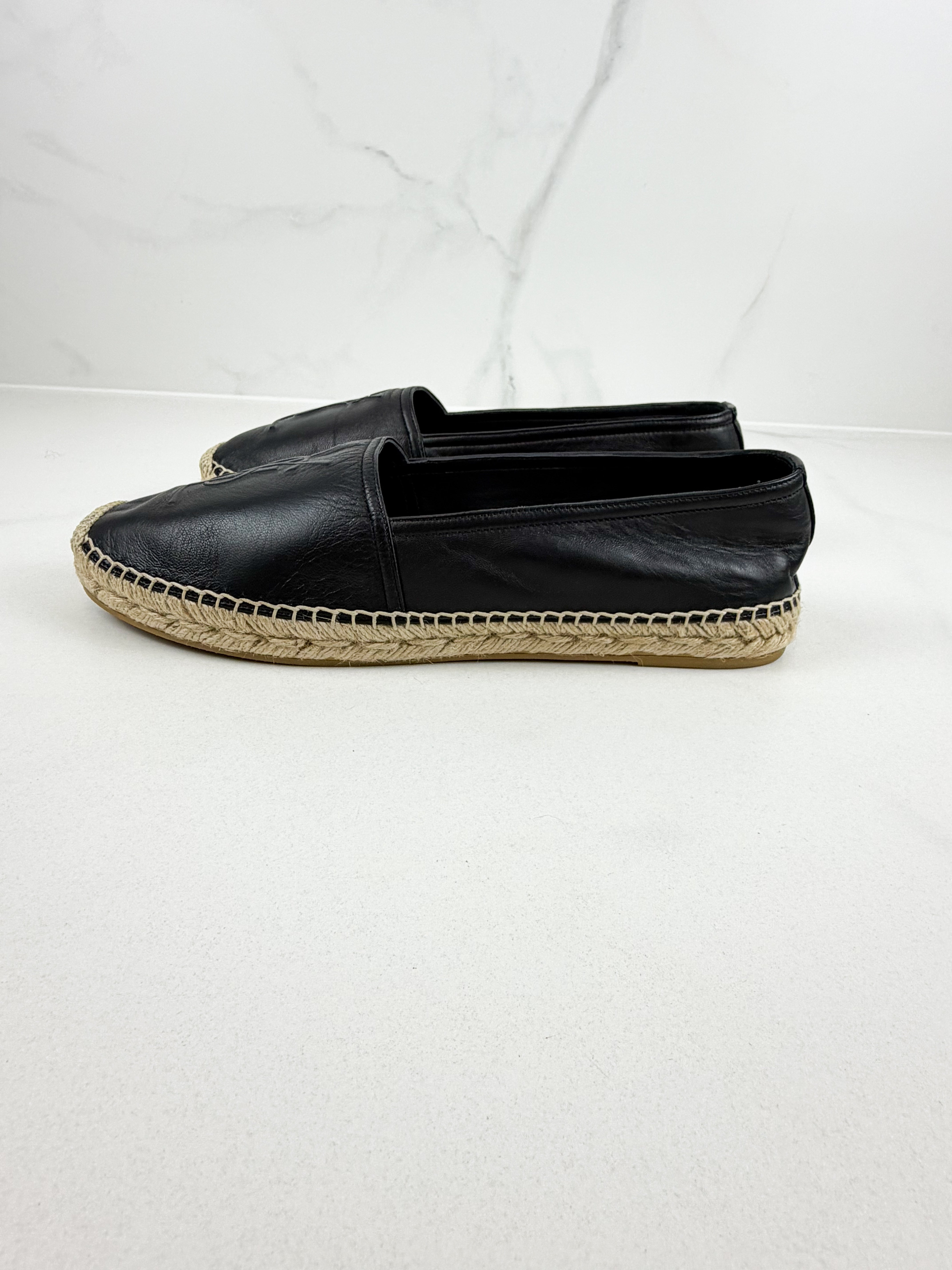 Saint Laurent Black Monogram Espadrilles Size 41.5