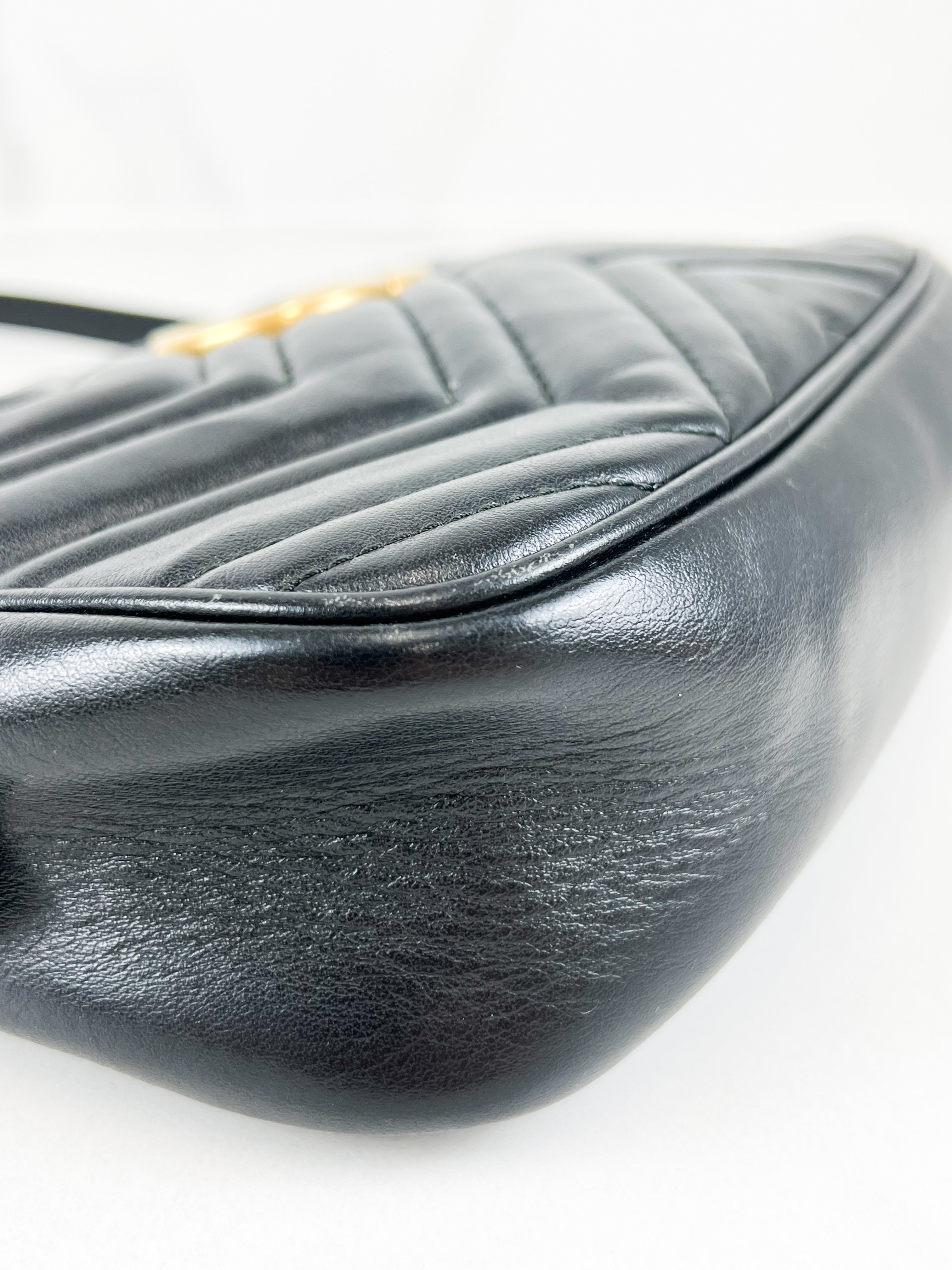 Gucci Black GG Small Marmont Shoulder Bag
