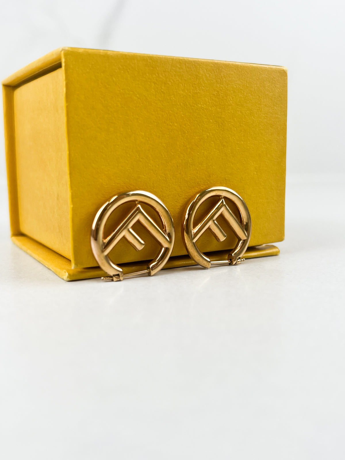 Fendi F Logo Hoop Earring in Gold