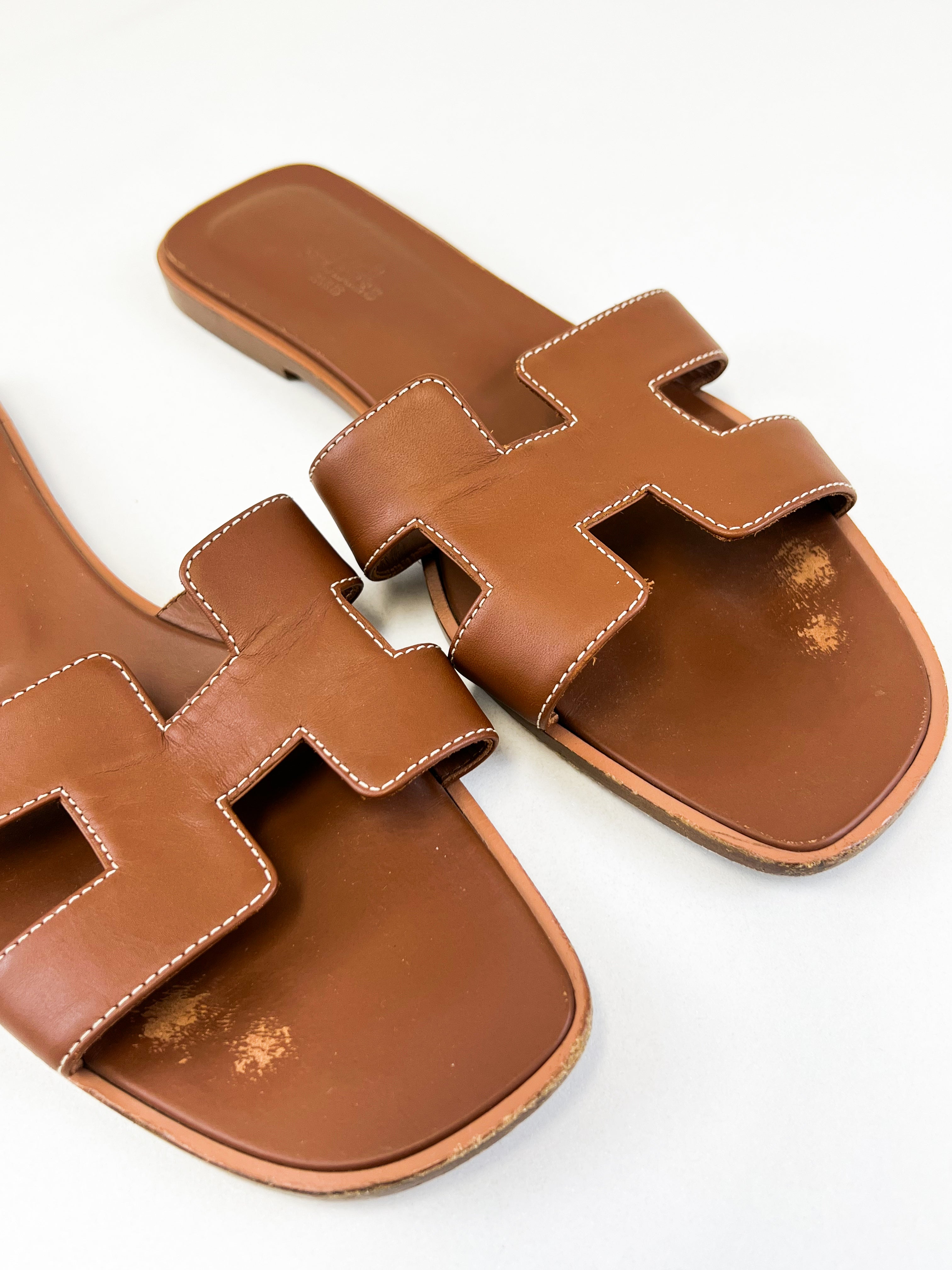 Hermes Oran Sandal in Tan Size 40.5