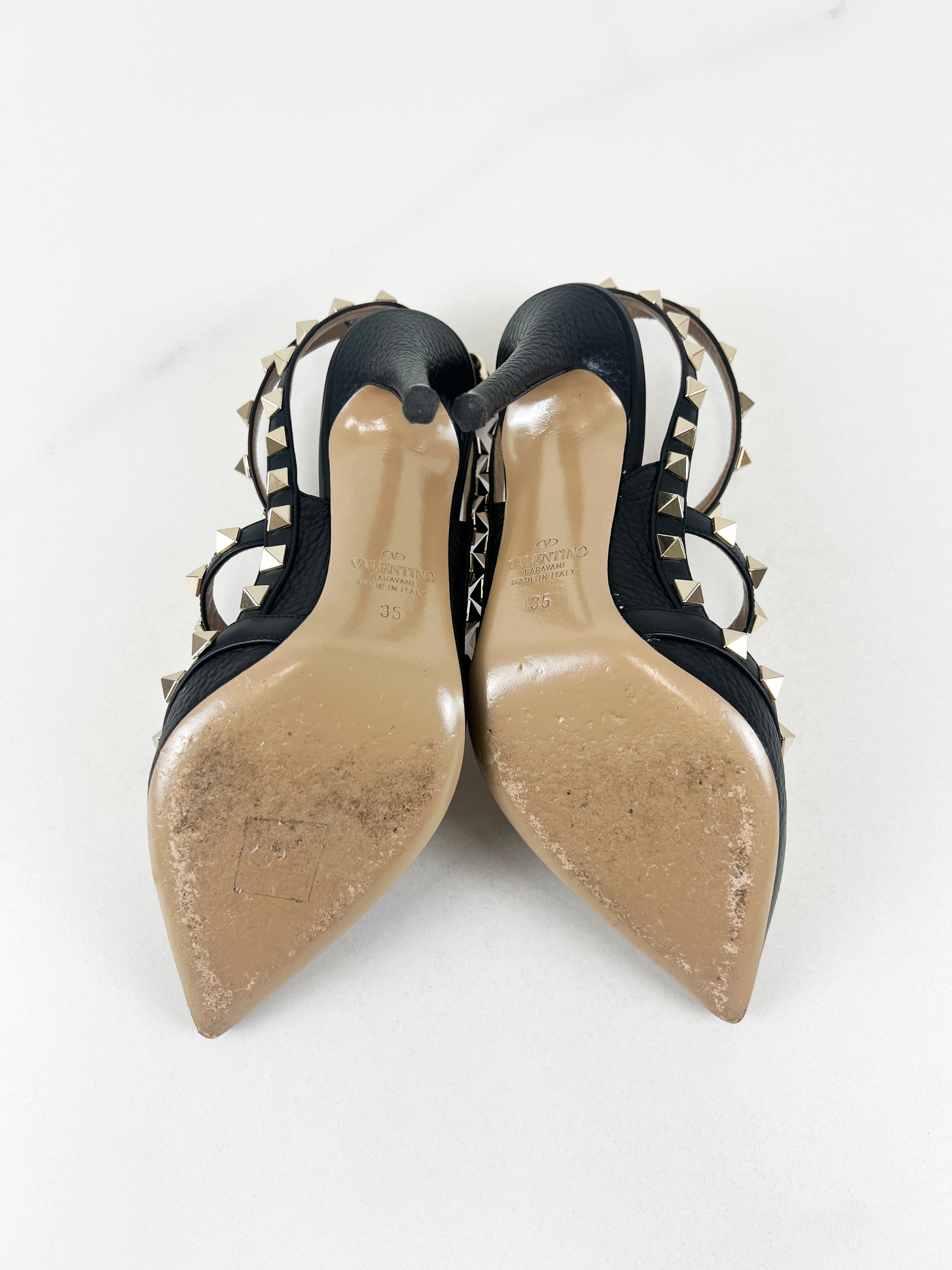 Valentino Caged Black Rockstud Pumps Size 35