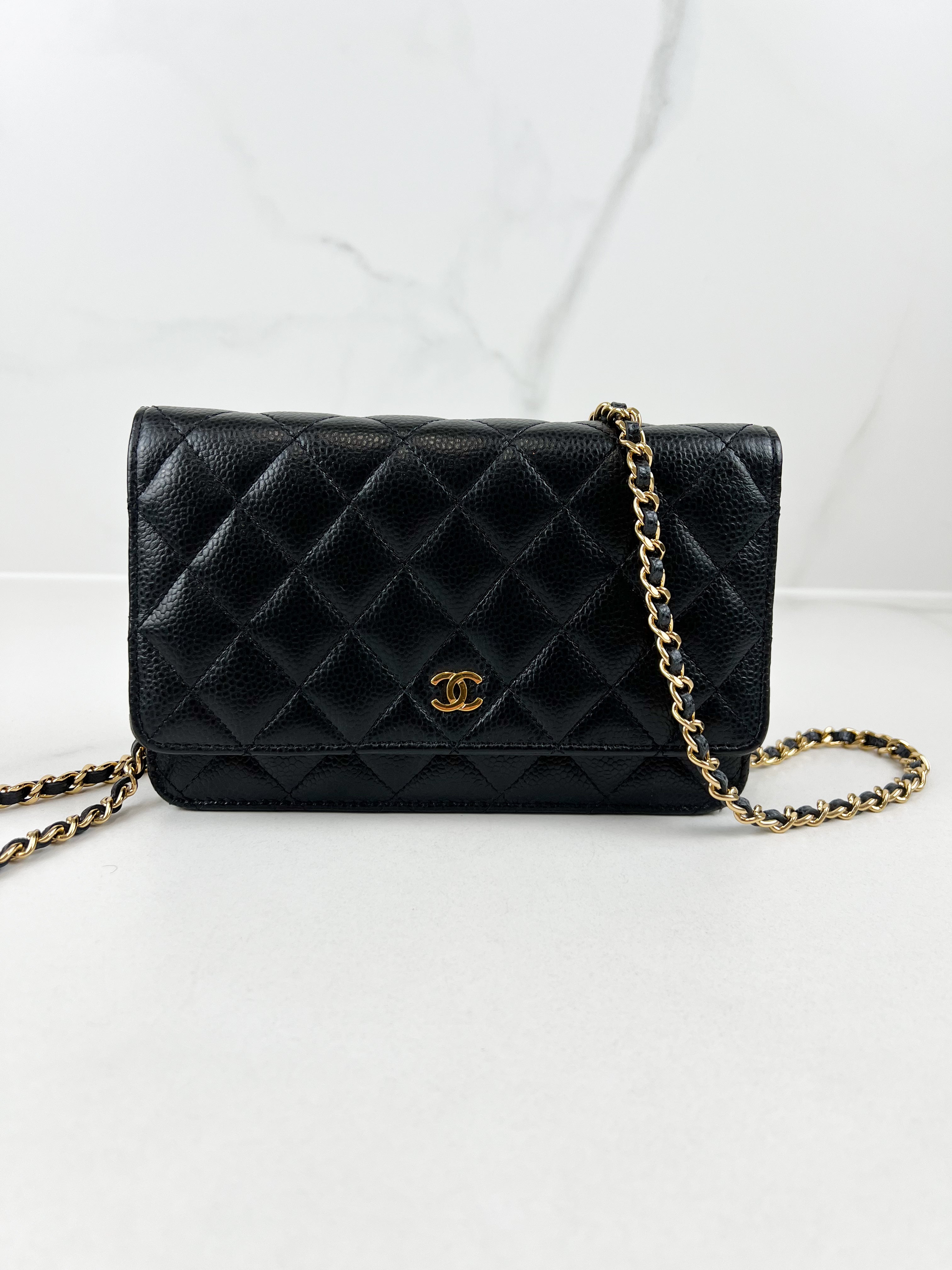 Chanel Black Classic Caviar CC WOC with GHW