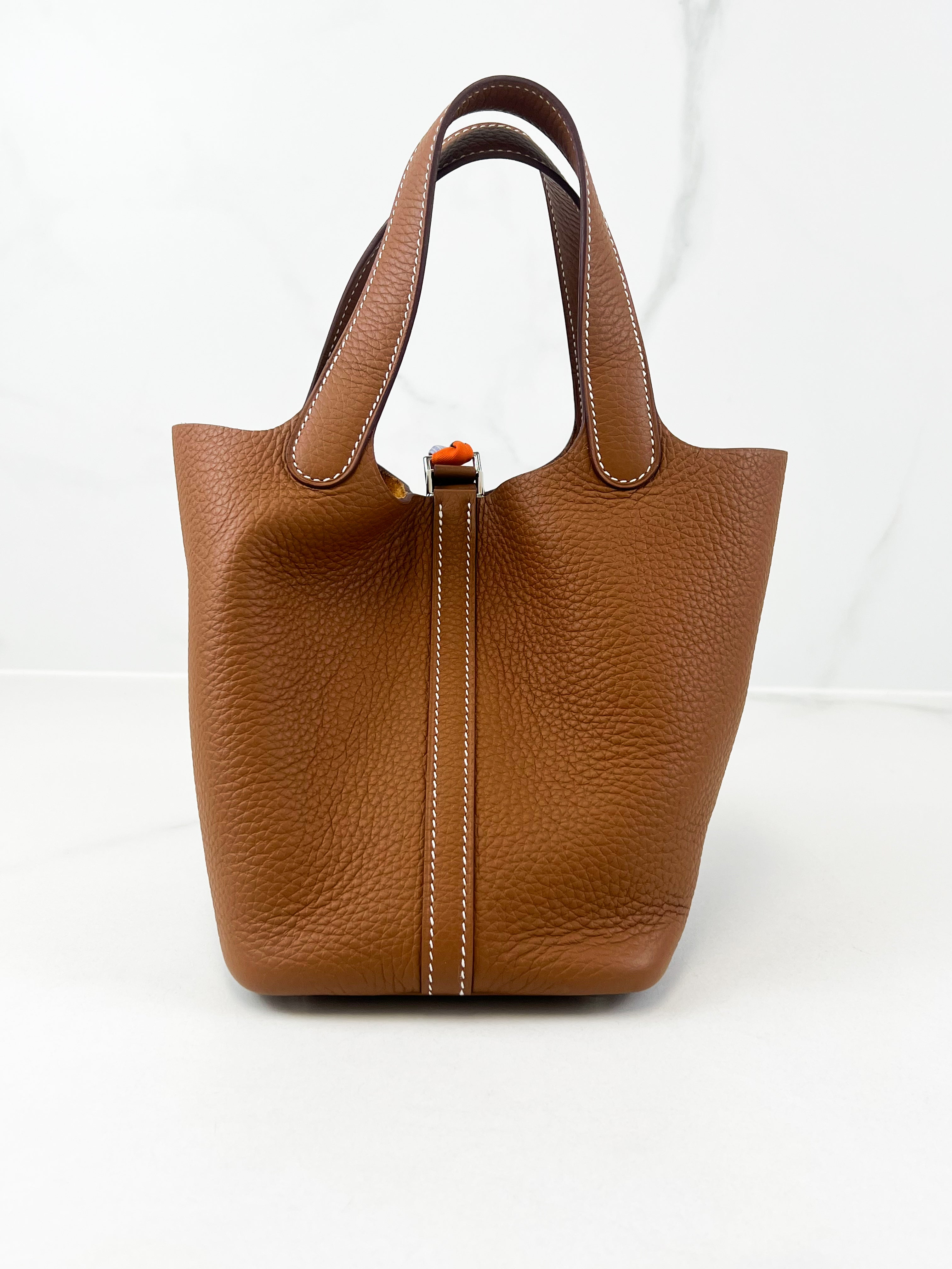 Hermes Picotin 18 in Gold Clemence Leather