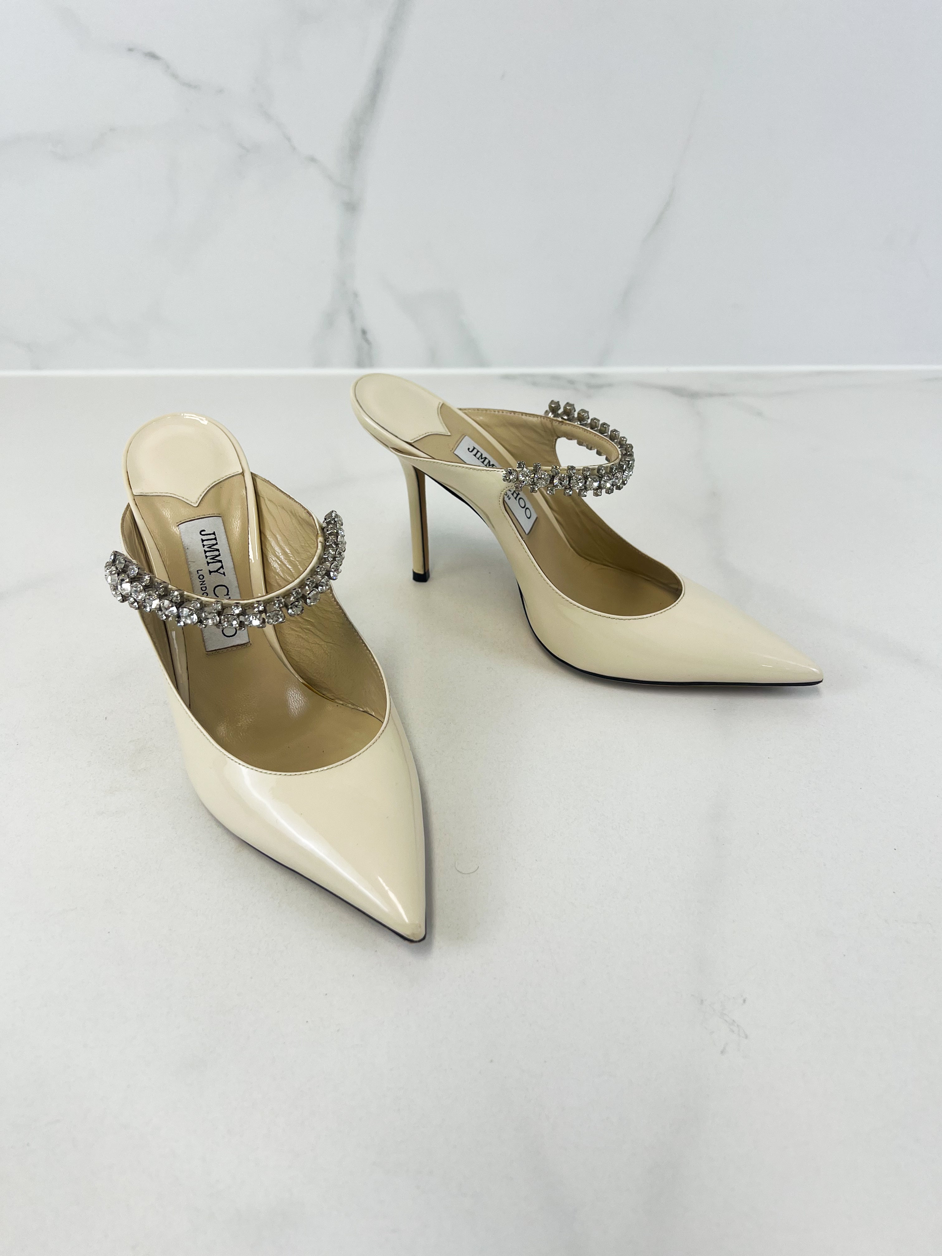 Jimmy Choo Bing 100 Patent Mule in Linen Size 37.5