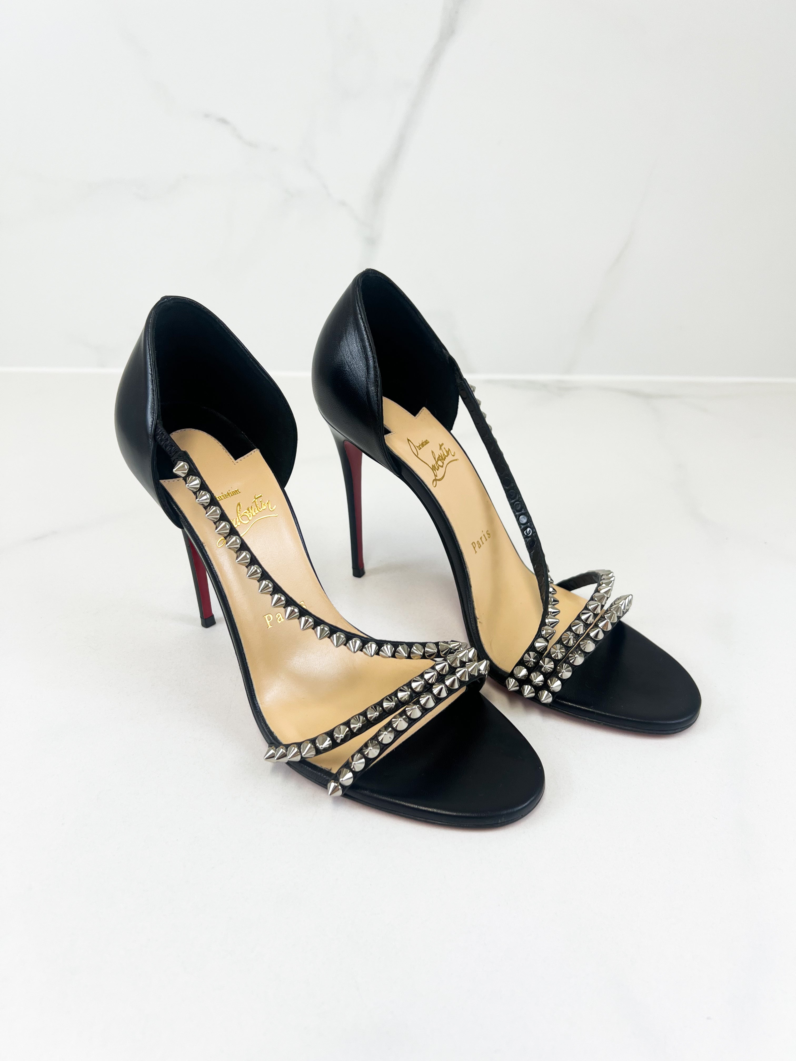 Christian Louboutin So Spike 100 Black Size 38.5