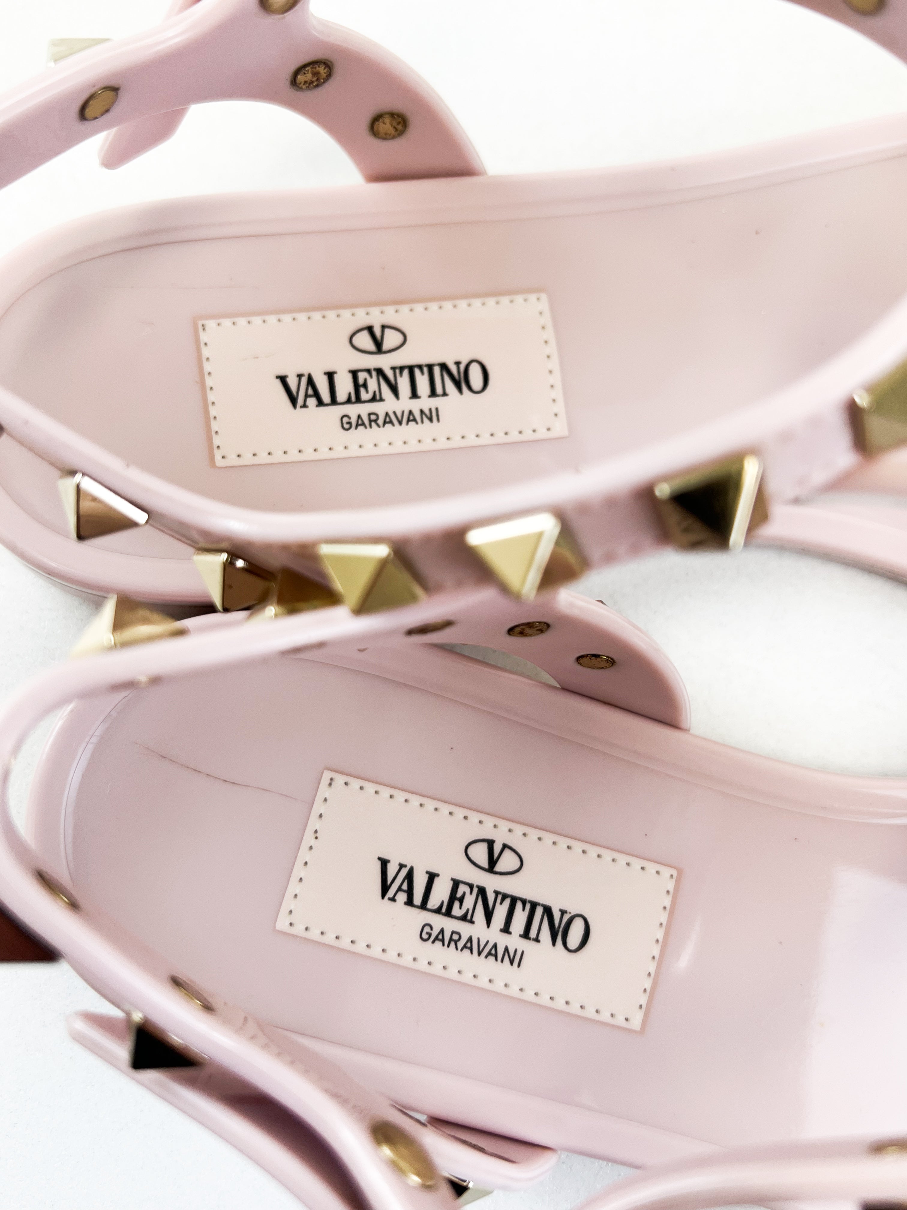 Valentino Garavani Rockstud PVC Sandal in Baby Pink Size 36