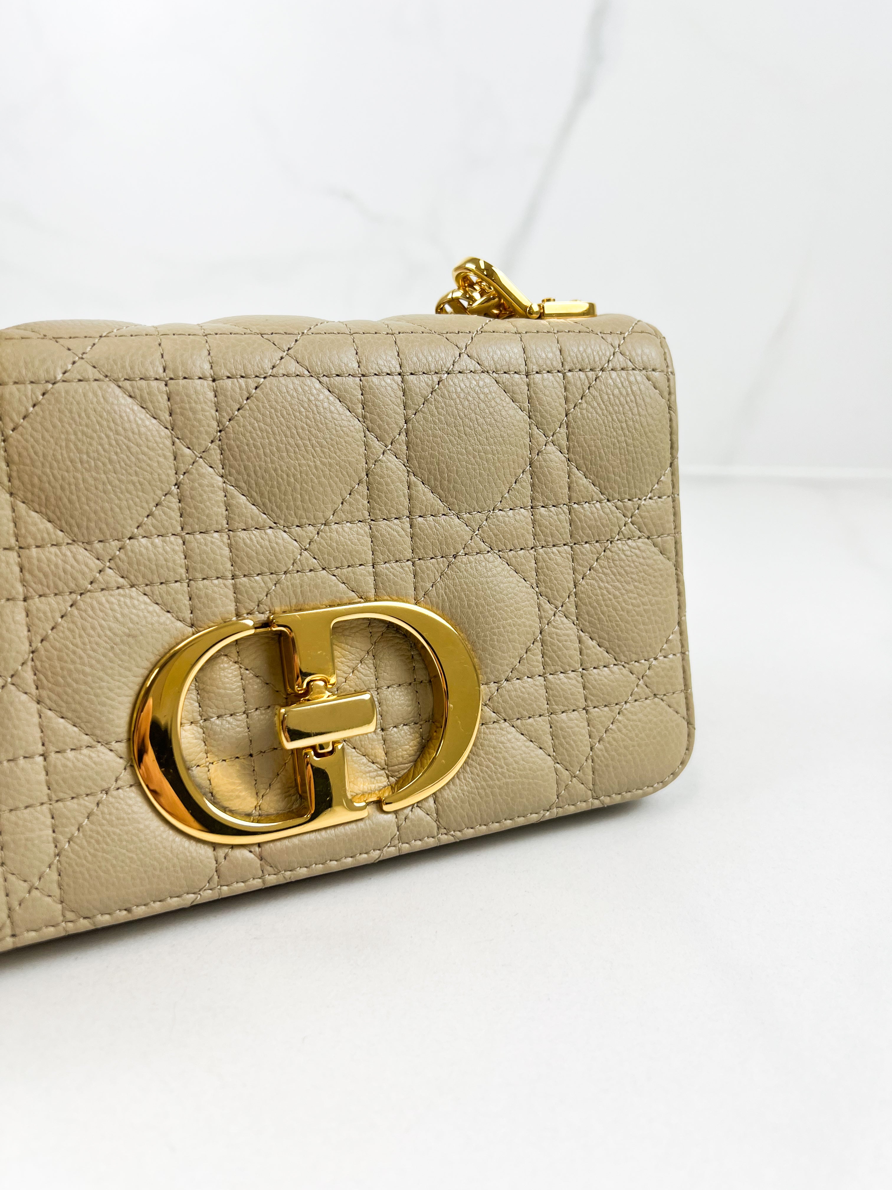 Christian Dior Medium Caro Bag in Beige with GHW
