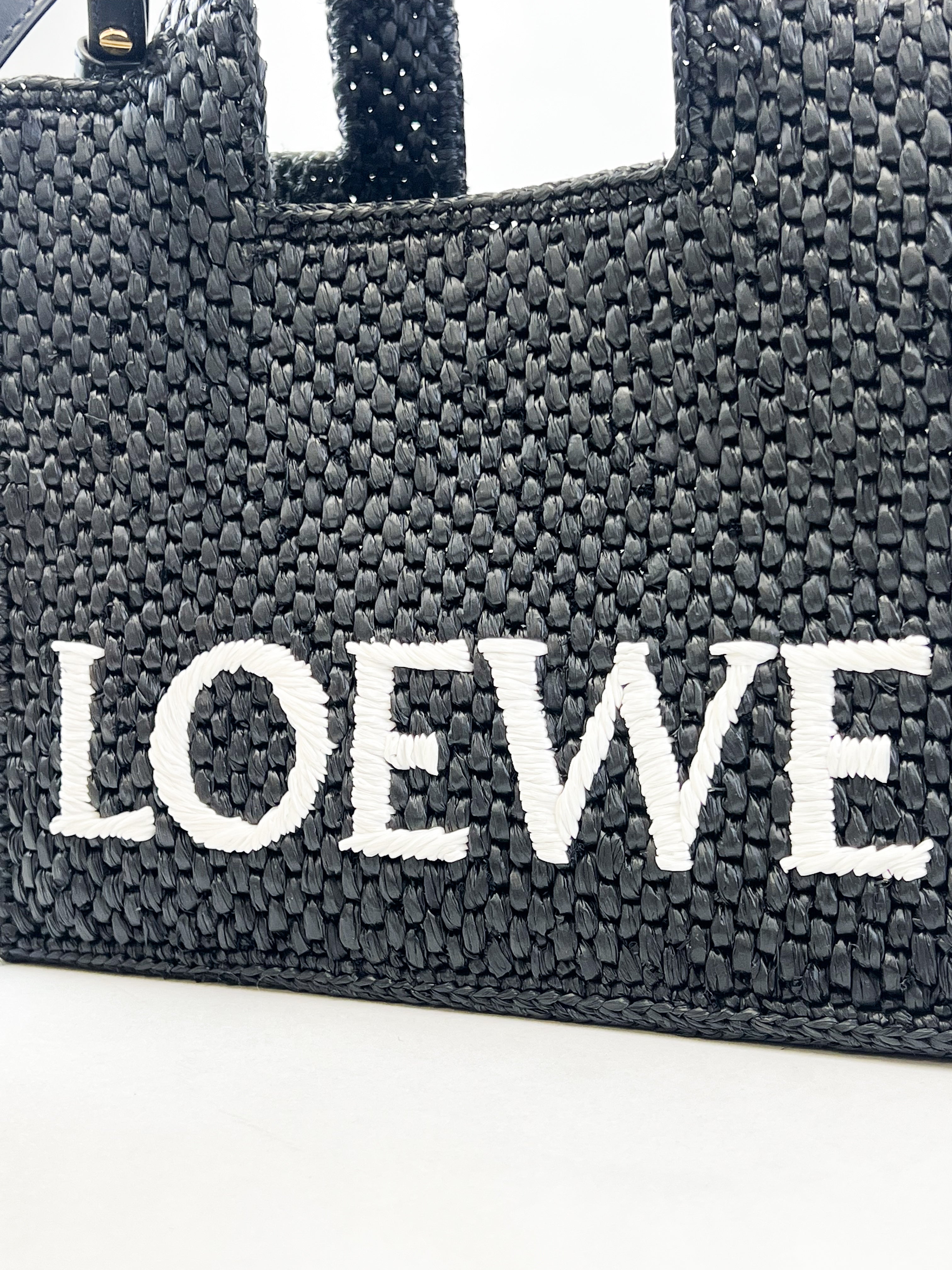 Loewe Mini Font Tote Raffia
