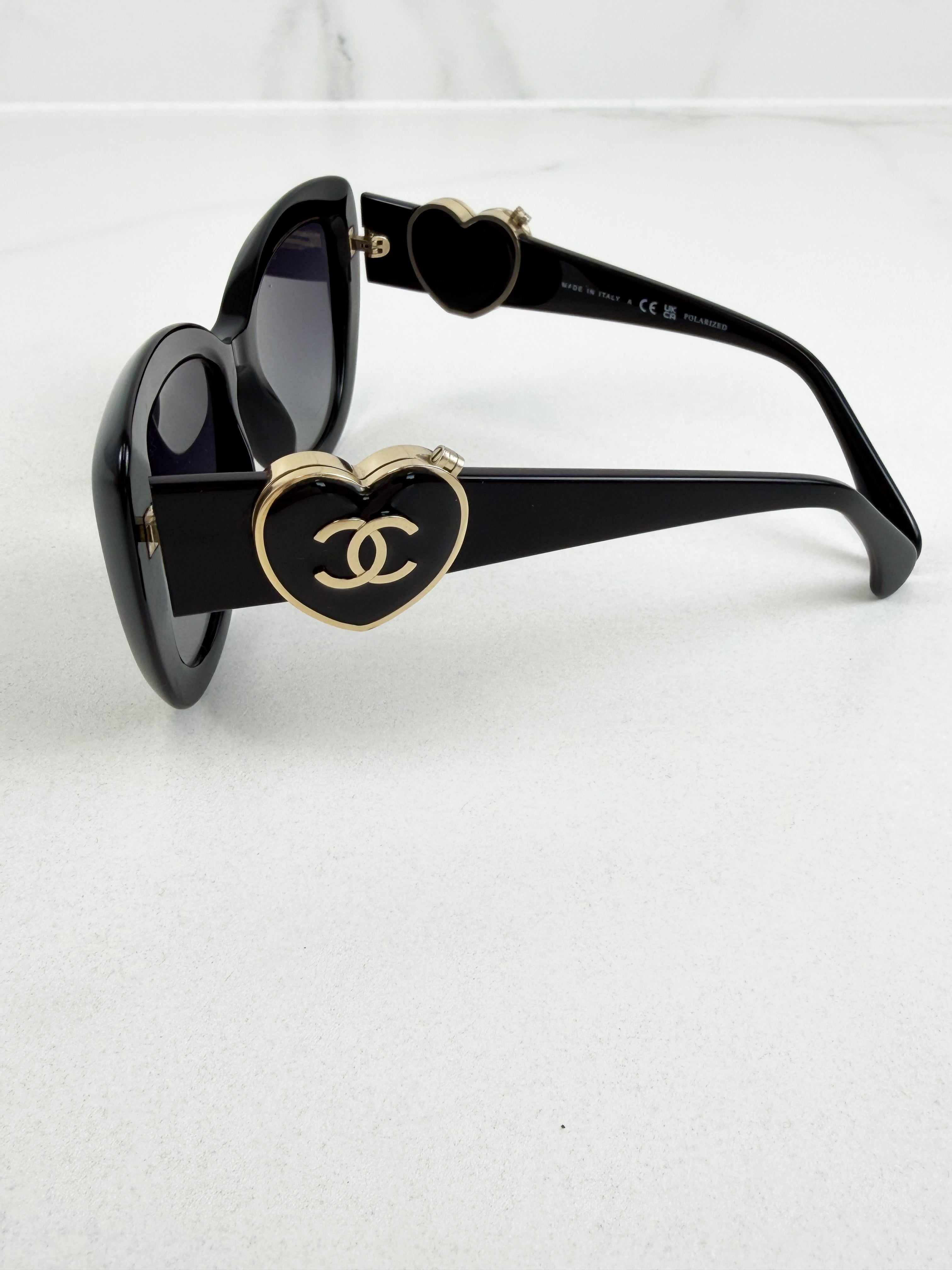 Chanel Heart Logo Black Sunglasses